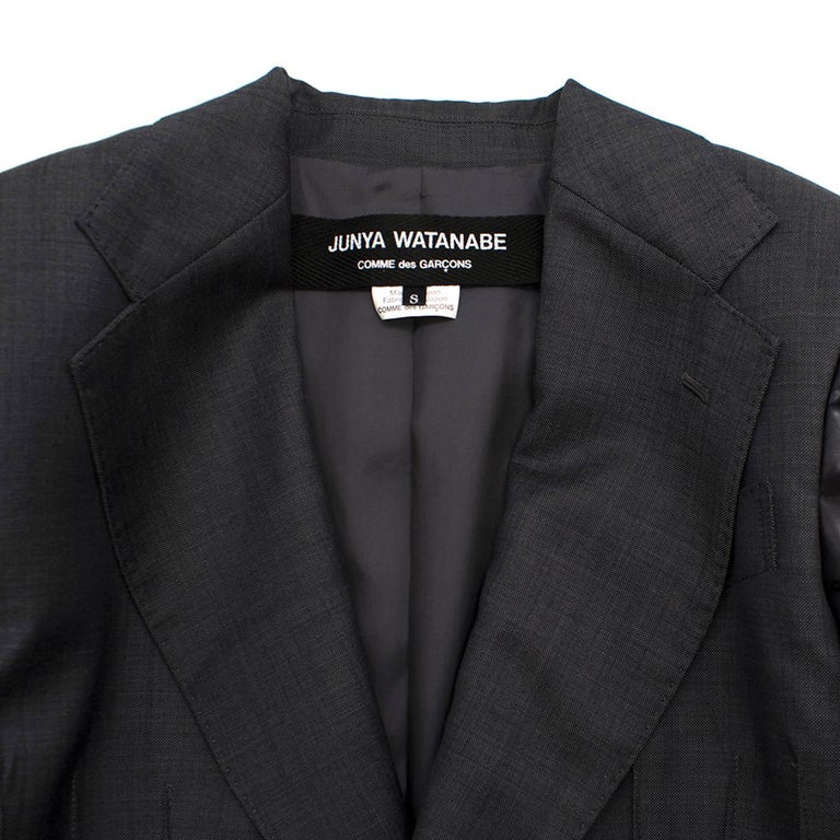 Junya Watanabe charcoal wool and faux leather coat For Sale at 1stdibs