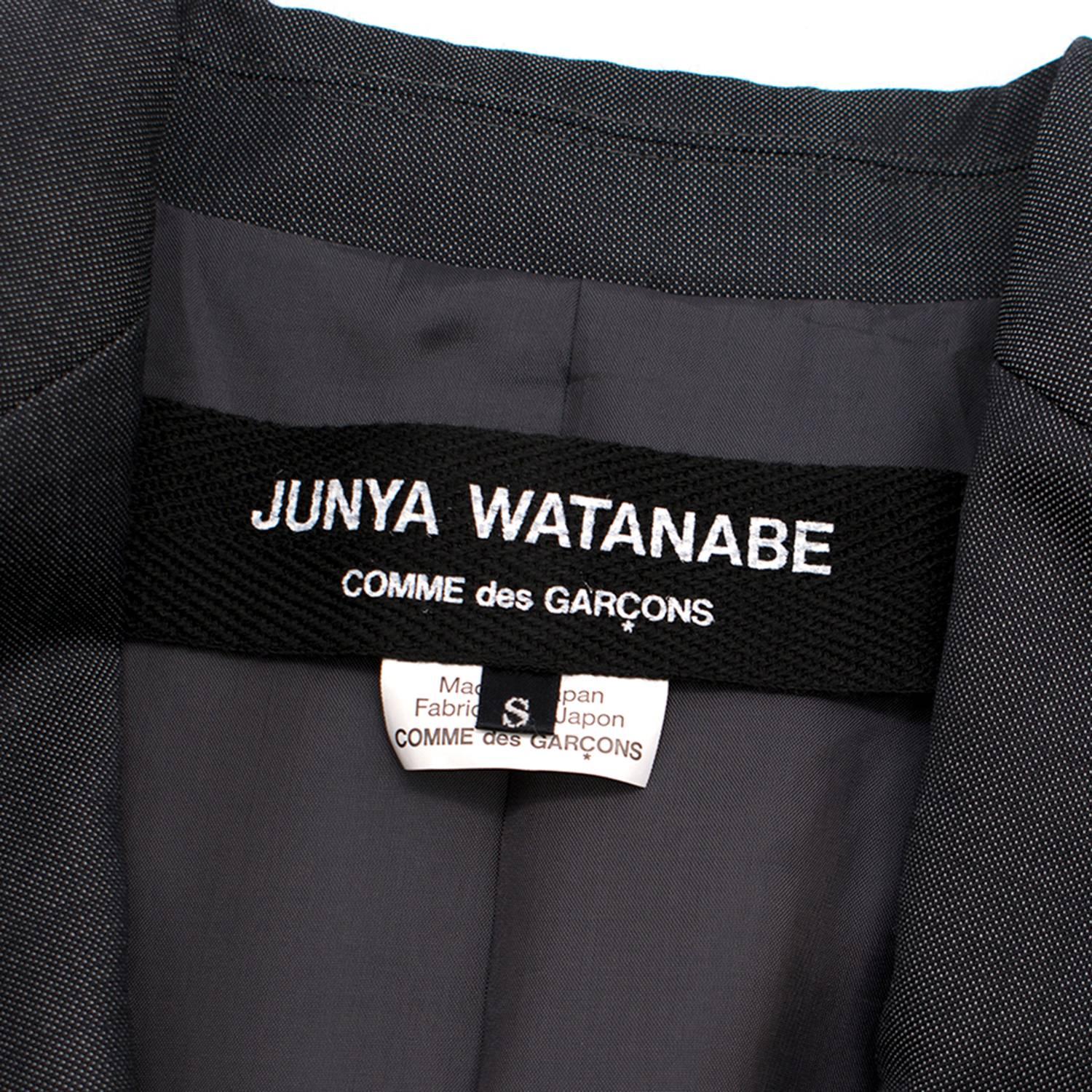 Junya Watanabe charcoal wool and faux leather coat 3