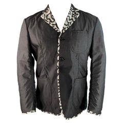 JUNYA WATANABE Chest Size S Grey Black & White Silk Blend Sport Coat