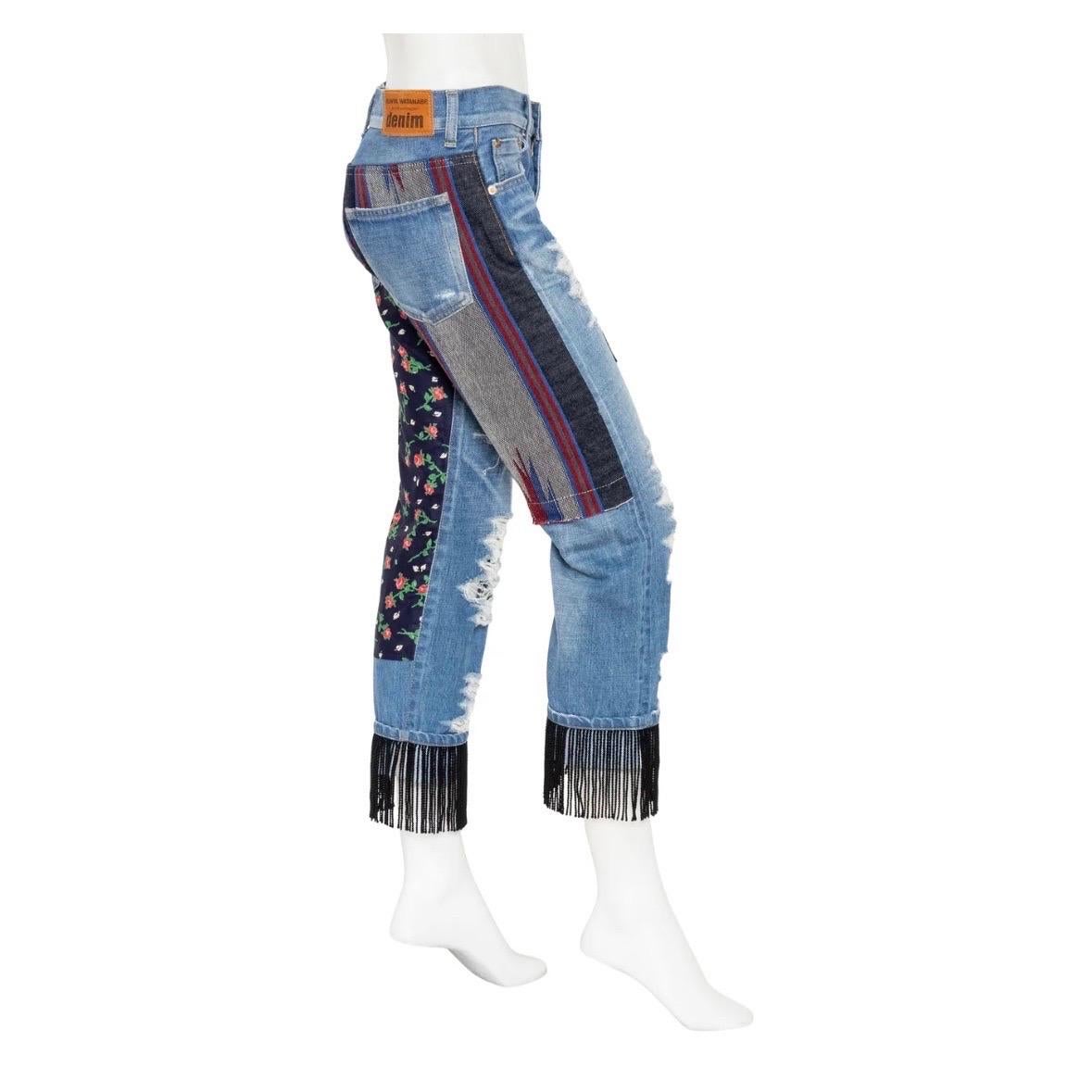 Junya Watanabe Comme des Garçon Fringed Patchwork Jeans 2014 In Excellent Condition For Sale In Los Angeles, CA