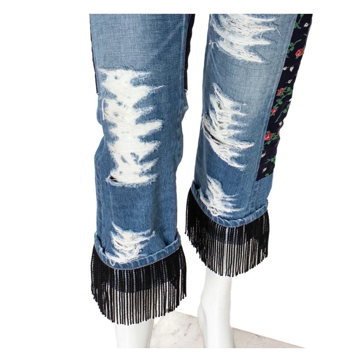 Junya Watanabe Comme des Garçon Fringed Patchwork Jeans 2014 For Sale 2