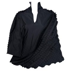 Junya Watanabe Comme des Garçons Frühjahr 2000 – Schwarze Taft-Tunika im Kokon-Schnitt mit Rüschen
