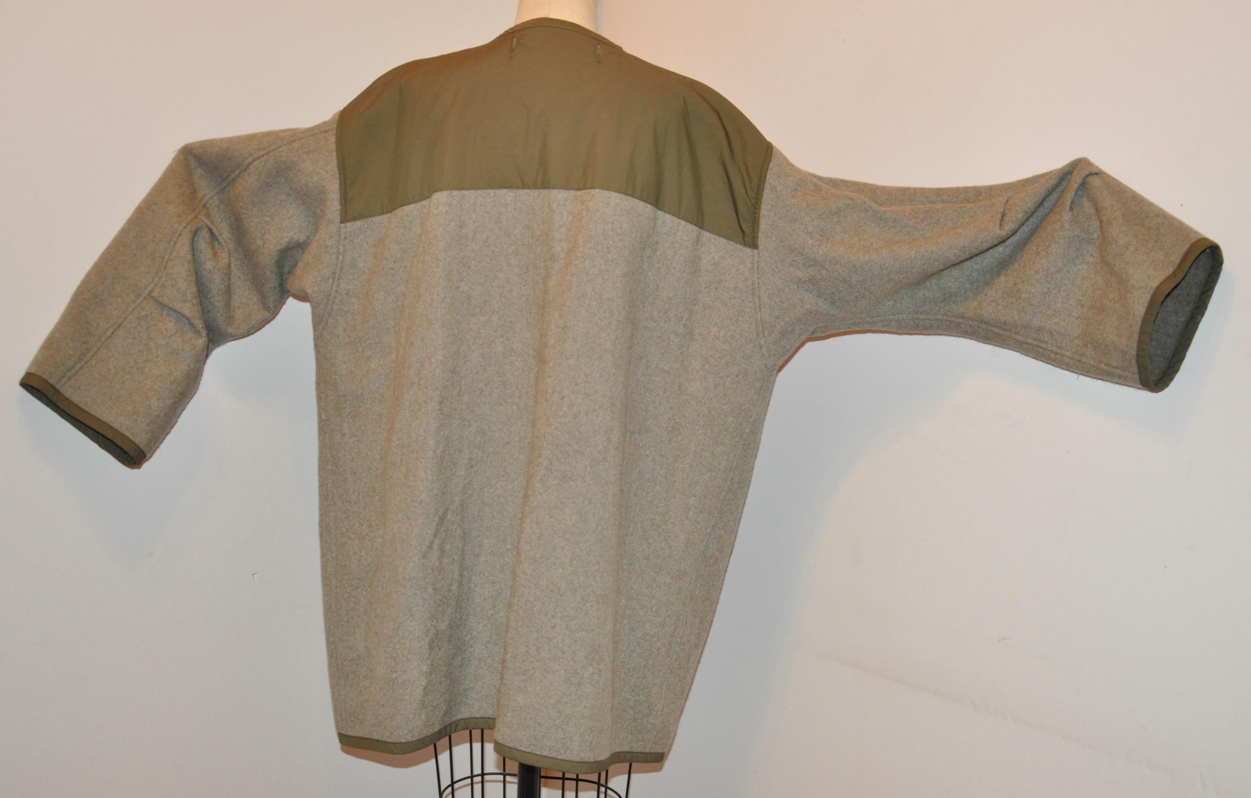 Junya Watanabe/ Comme des Garcon Woollen With Khaki Accented Jacket For Sale 11