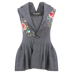 Junya Watanabe Comme des Garçons AD 1996 Embroidered Pleated Glen Check Vest
