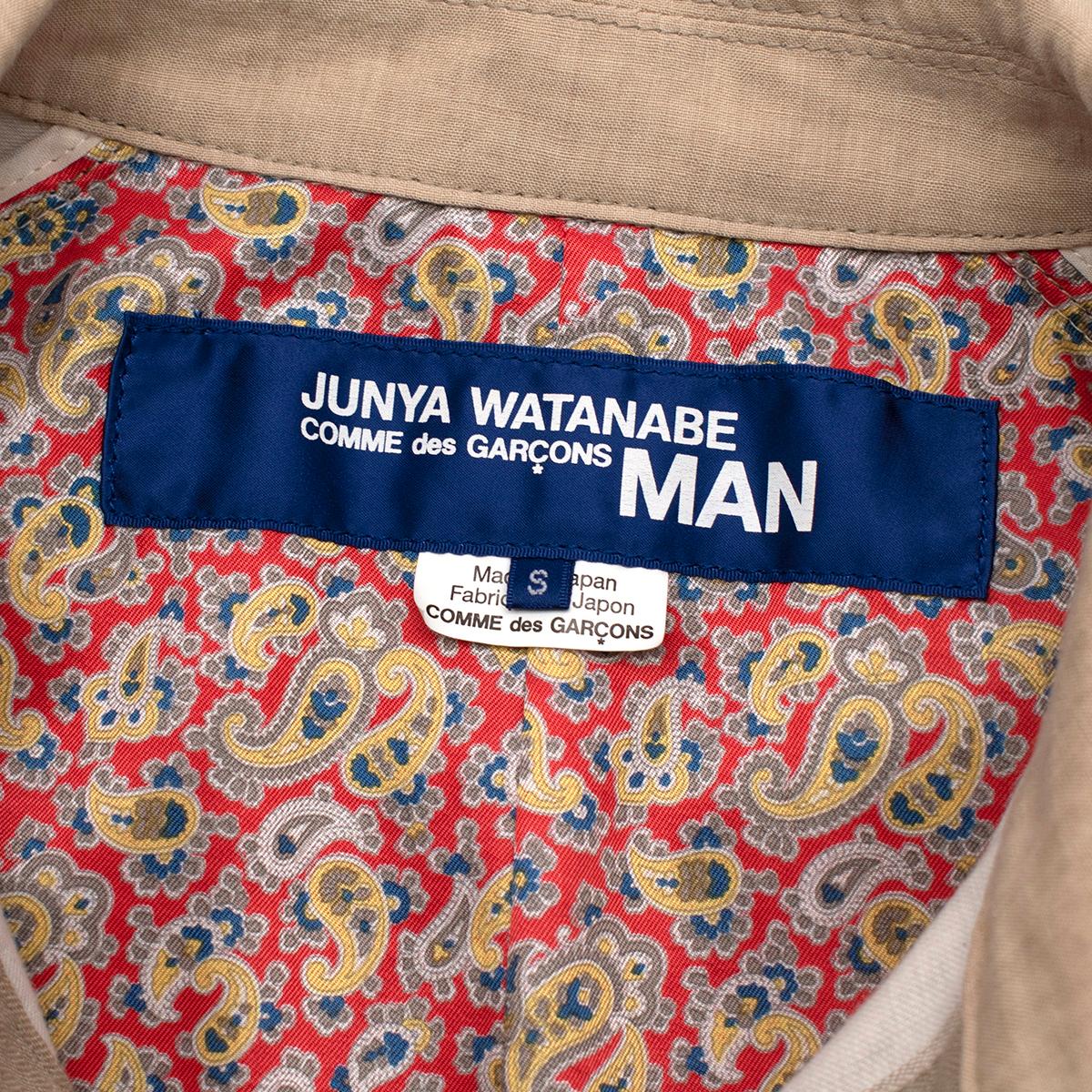 Junya Watanabe Comme Des Garcons Beige Linen Striped Coat - US 6 For Sale 2