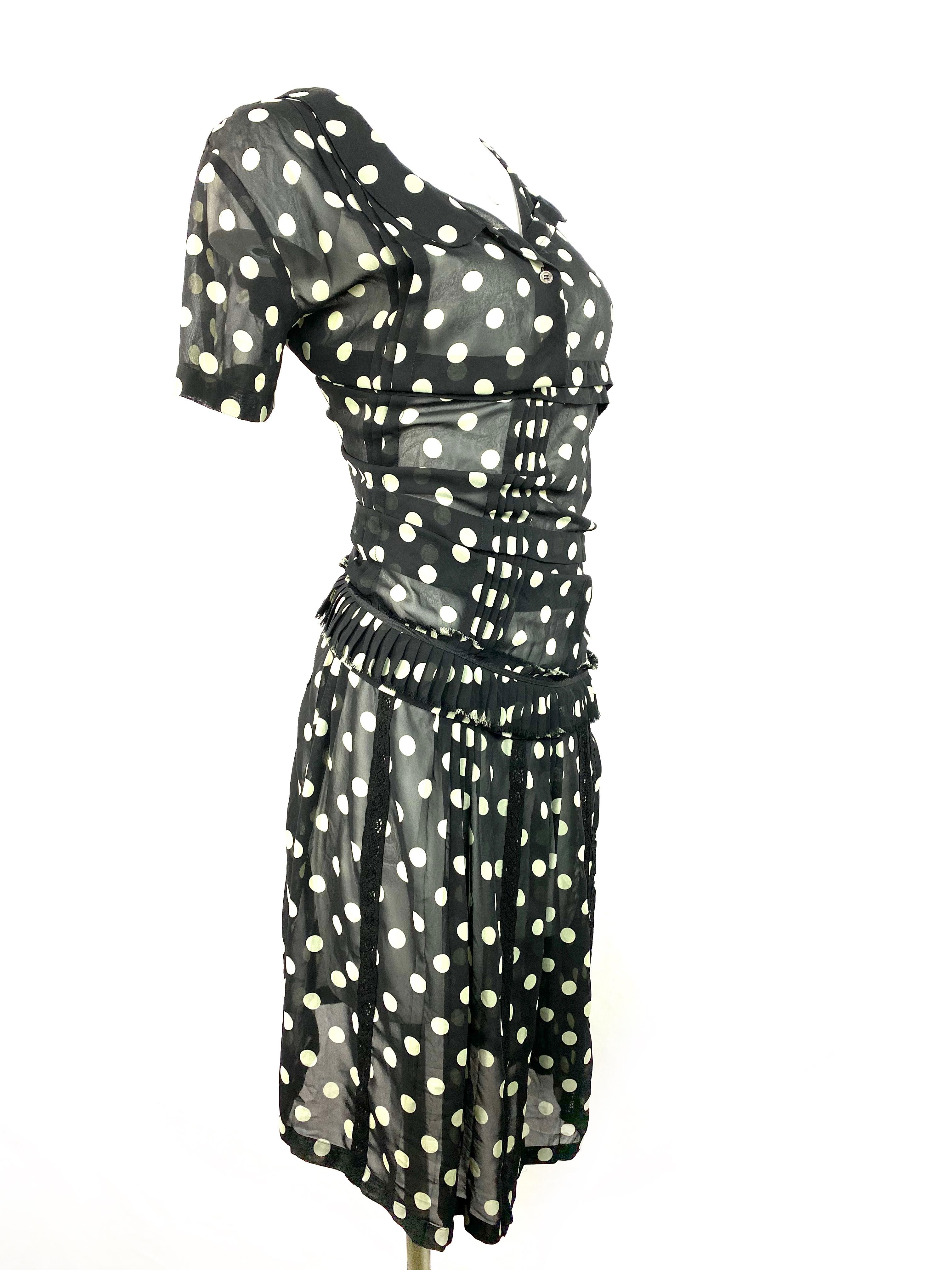 Junya Watanabe Comme des Garcons Black and White Polka Dot Dress Size S 2