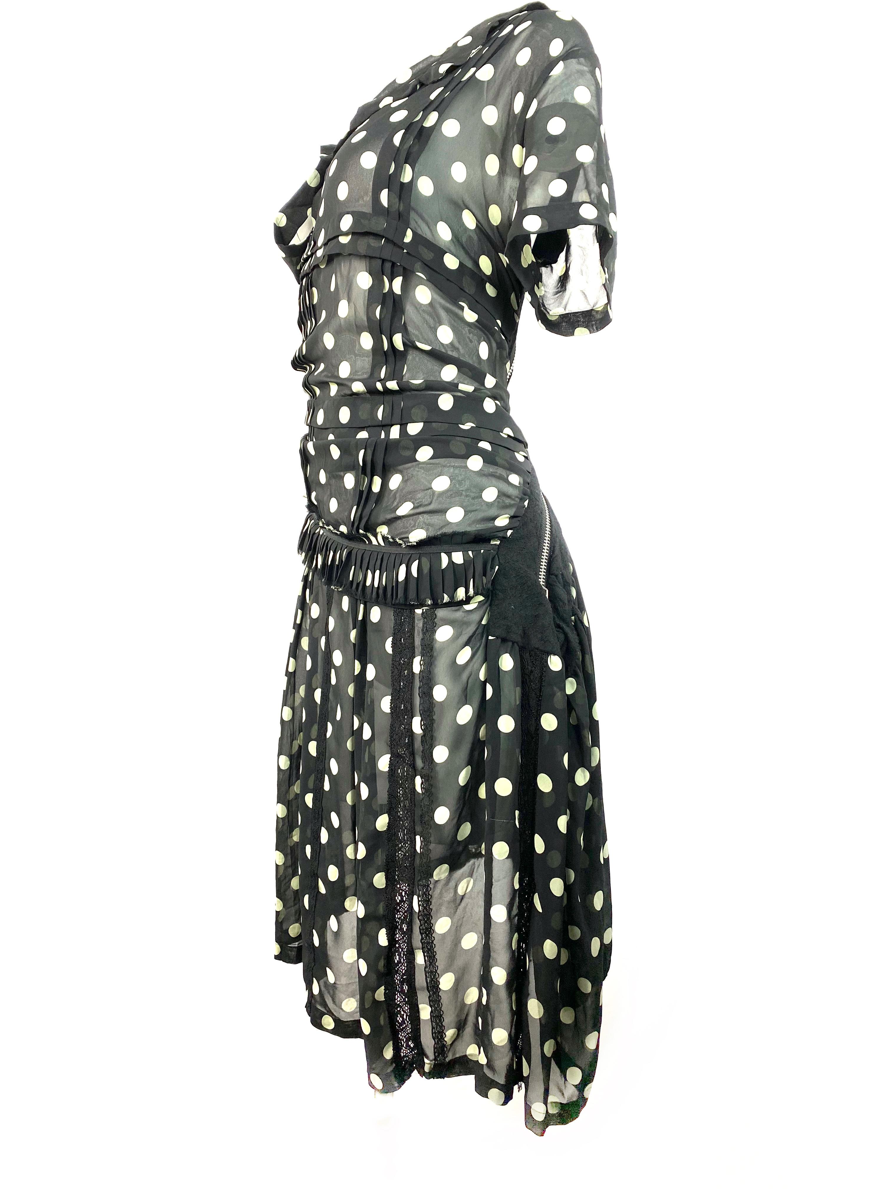 black and white polka dot wrap dress