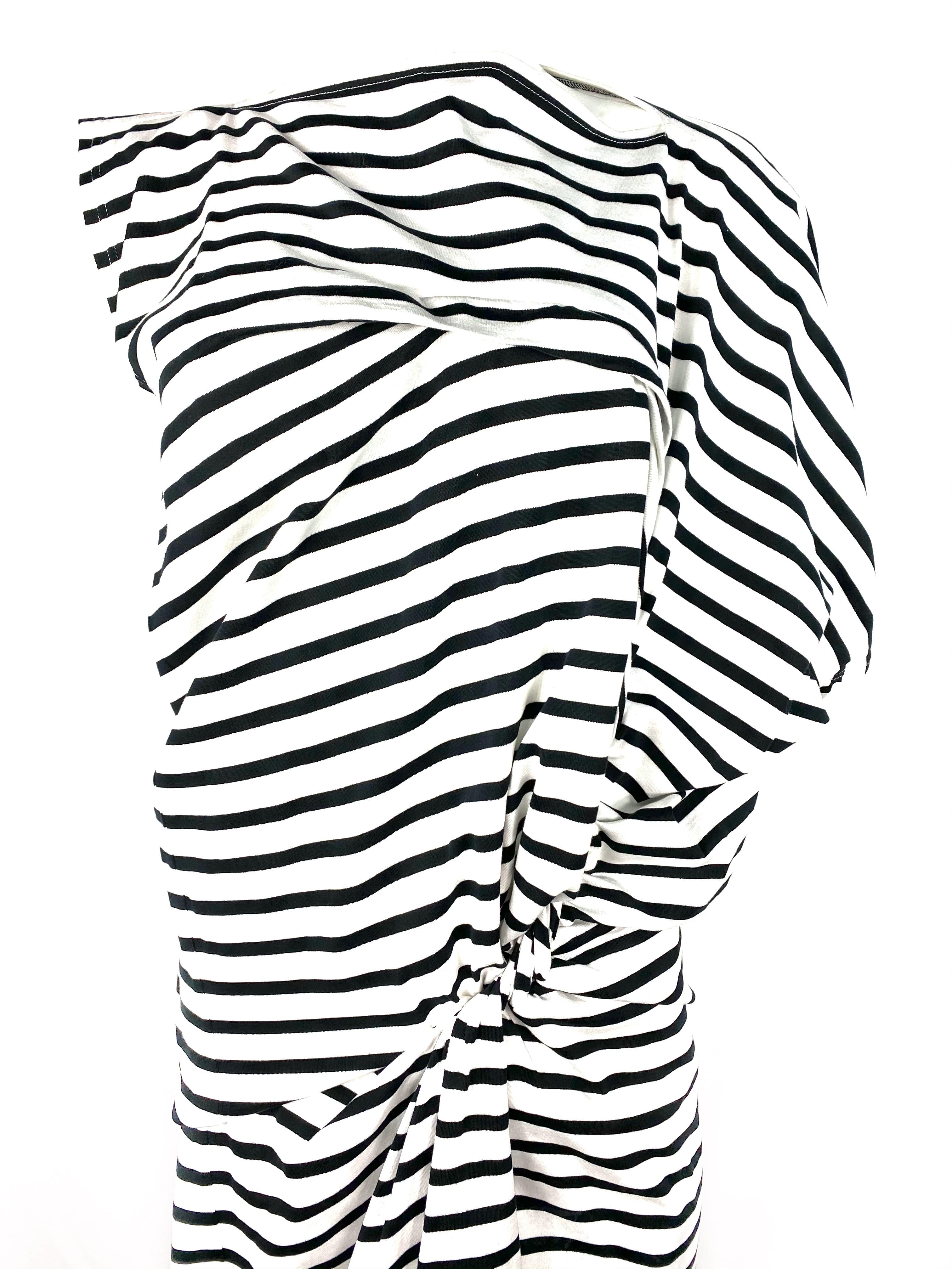 Junya Watanabe Comme Des Garcons Black and White Striped Mini Dress, Size S In Excellent Condition In Beverly Hills, CA