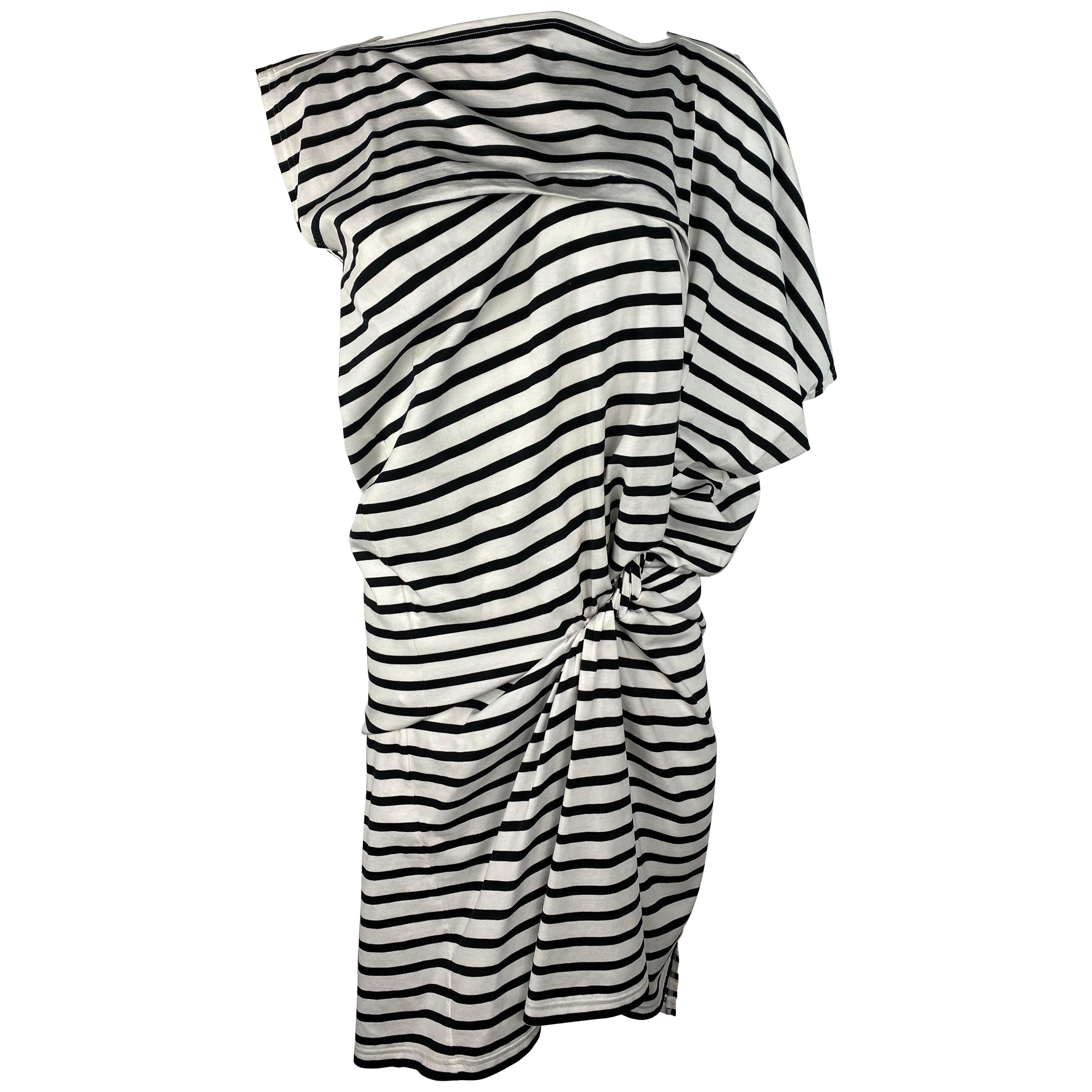 Junya Watanabe Comme Des Garcons Black and White Striped Mini Dress, Size S