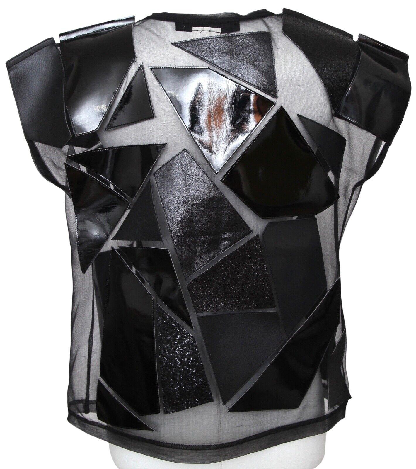 JUNYA WATANABE COMME DES GARCONS Black Top Blouse Shirt Cap Sleeve Sz S For Sale 2