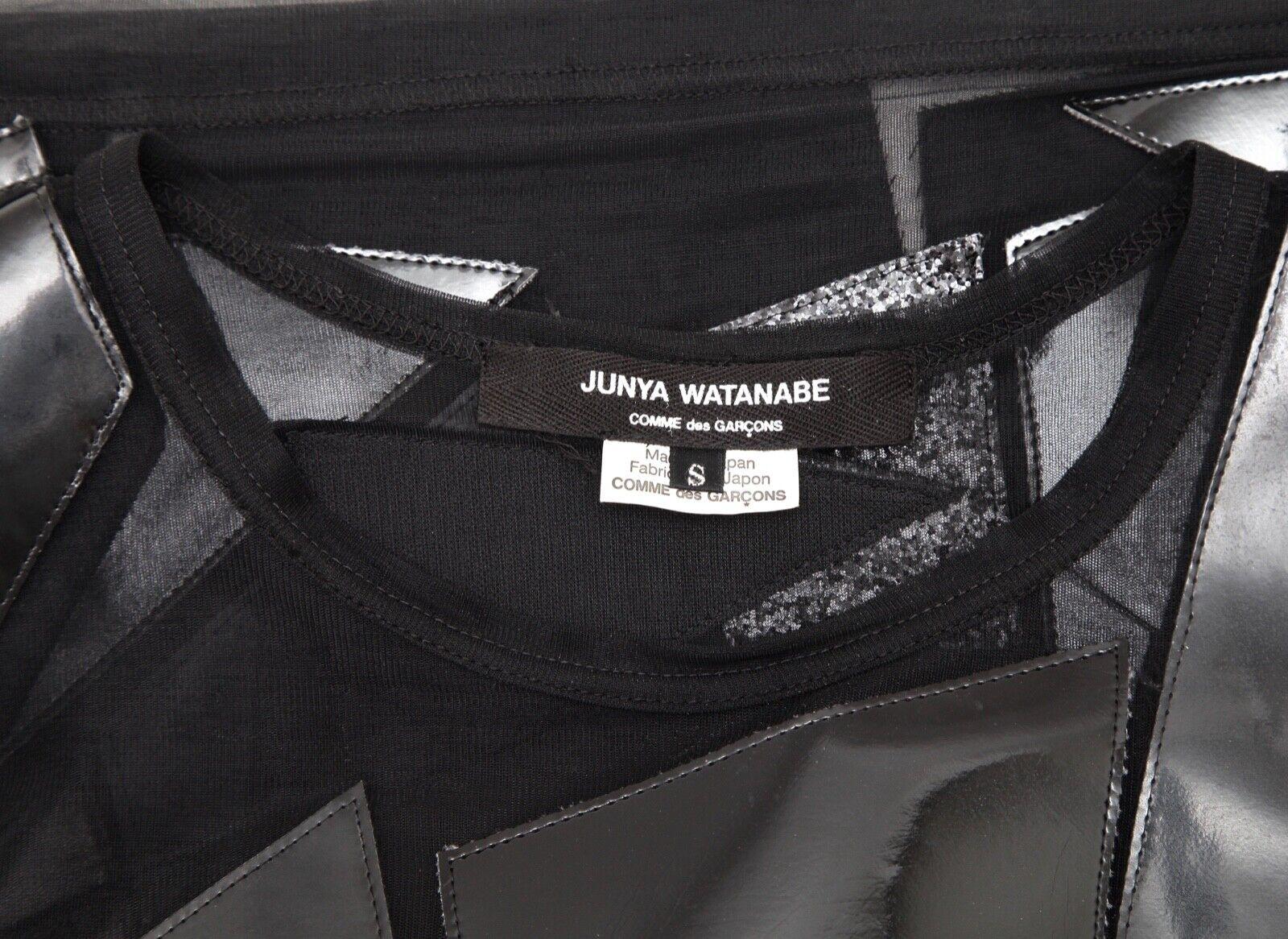 JUNYA WATANABE COMME DES GARCONS Black Top Blouse Shirt Cap Sleeve Sz S For Sale 3