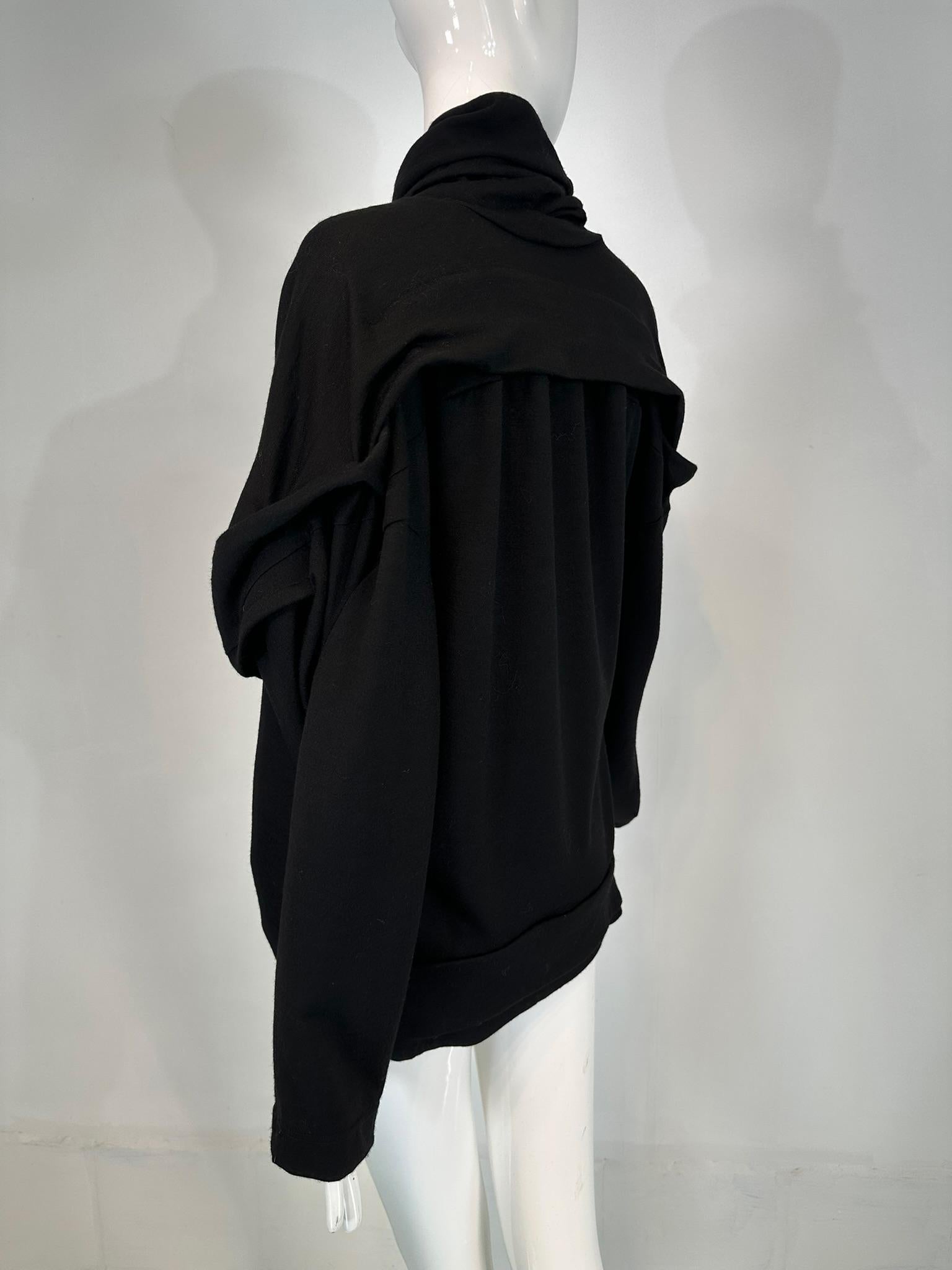 Junya Watanabe Comme des Garcons Schwarz Wolle Turtle Neck Big Snap Pullover Groß im Angebot 6