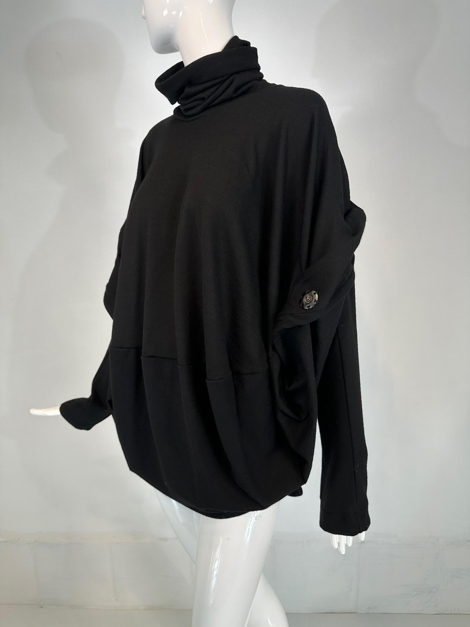 Junya Watanabe Comme des Garcons Schwarz Wolle Turtle Neck Big Snap Pullover Groß im Angebot 9
