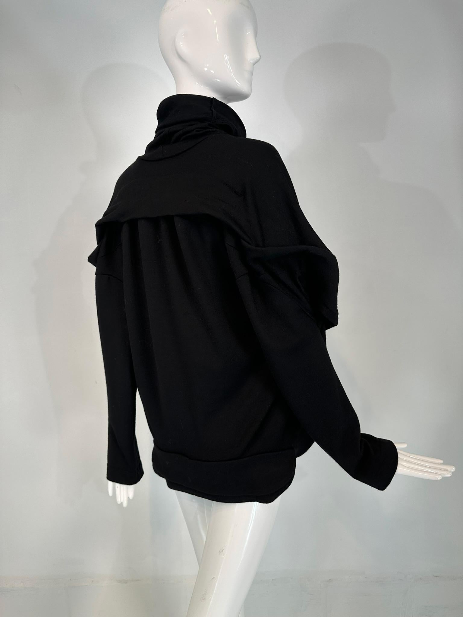 Junya Watanabe Comme des Garcons Schwarz Wolle Turtle Neck Big Snap Pullover Groß im Angebot 2