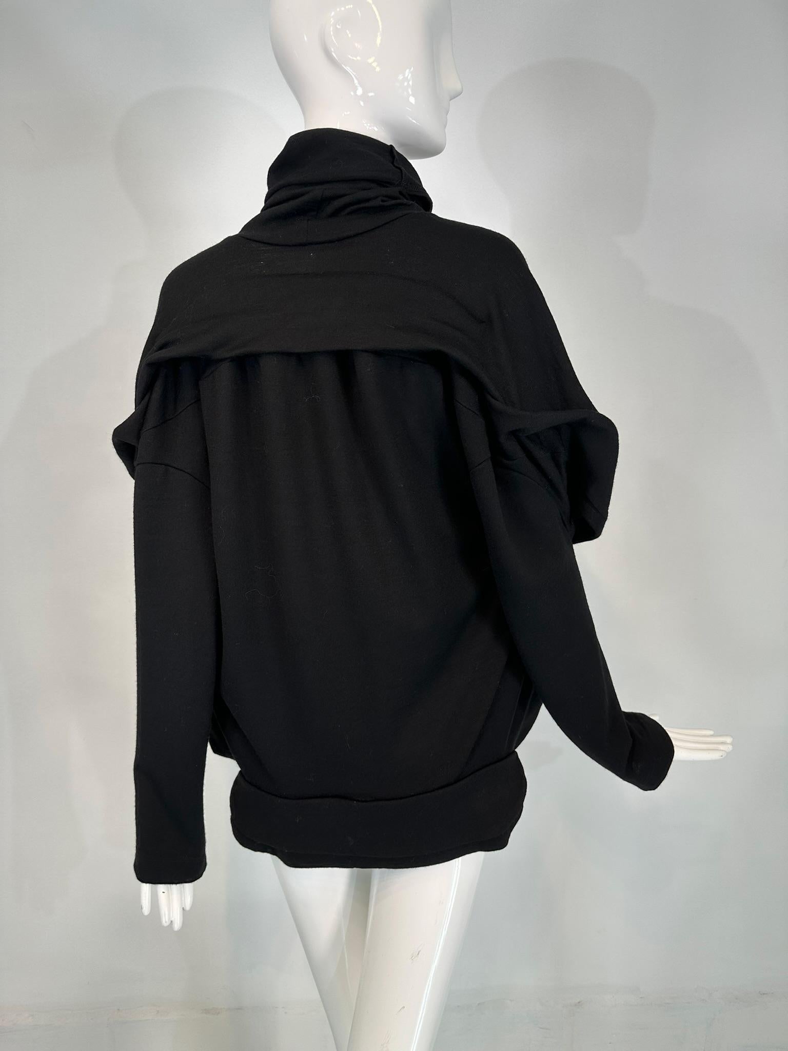 Junya Watanabe Comme des Garcons Schwarz Wolle Turtle Neck Big Snap Pullover Groß im Angebot 3
