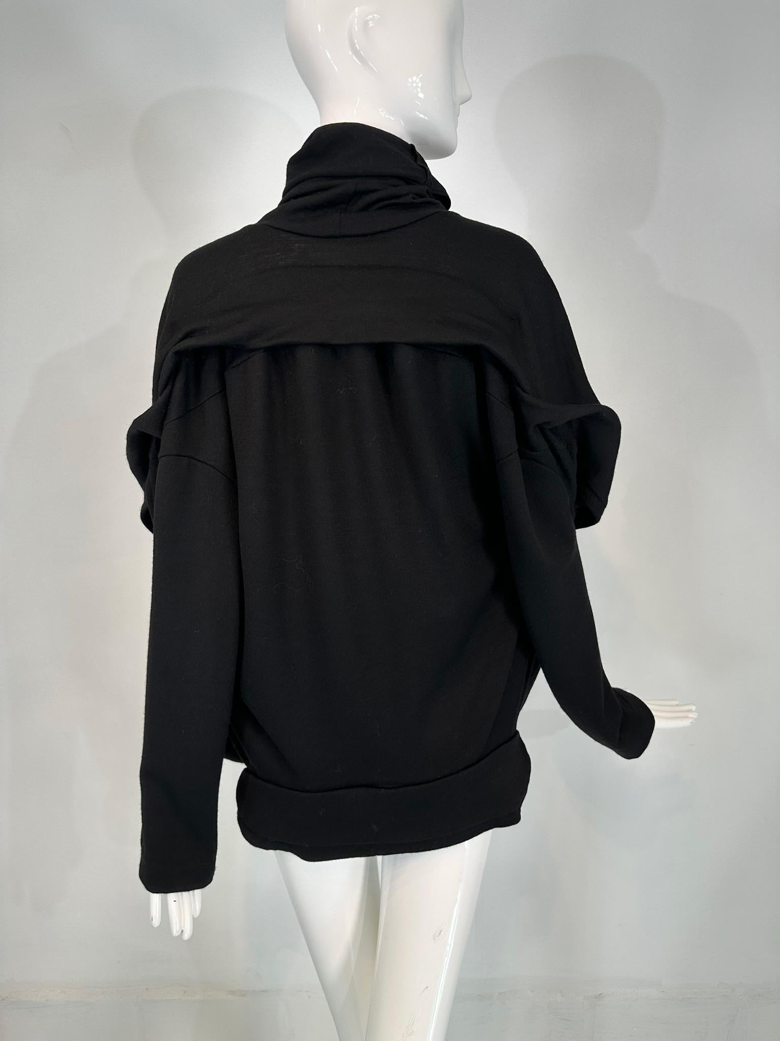 Junya Watanabe Comme des Garcons Schwarz Wolle Turtle Neck Big Snap Pullover Groß im Angebot 4