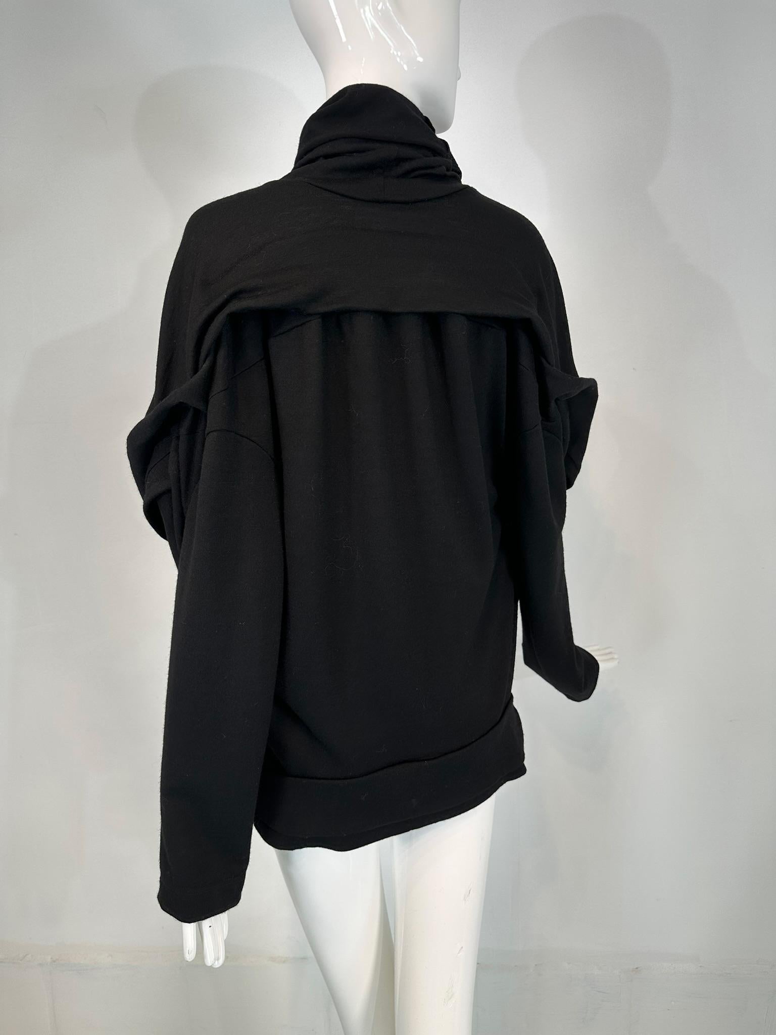 Junya Watanabe Comme des Garcons Schwarz Wolle Turtle Neck Big Snap Pullover Groß im Angebot 5