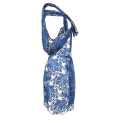 JUNYA WATANABE COMME DES GARÇONS Blue Sheer Lace Peacock Effect Asymmetric Dress