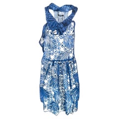 JUNYA WATANABE COMME DES GARÇONS Blue Sheer Lace Peacock Effect Asymmetric Dress