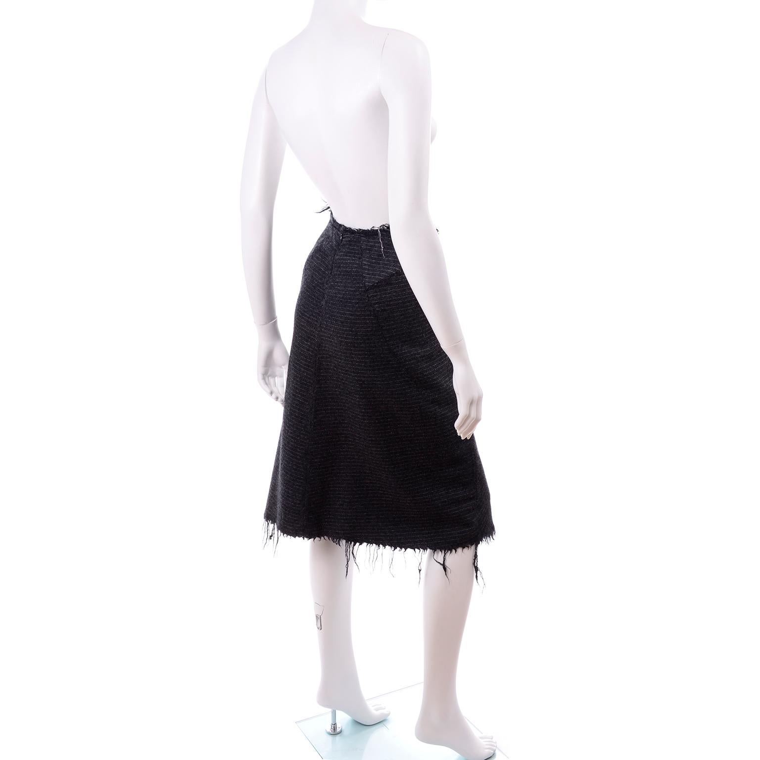 Junya Watanabe Comme des Garcons Fall Winter 2003 Distressed Gray Wool Skirt 4