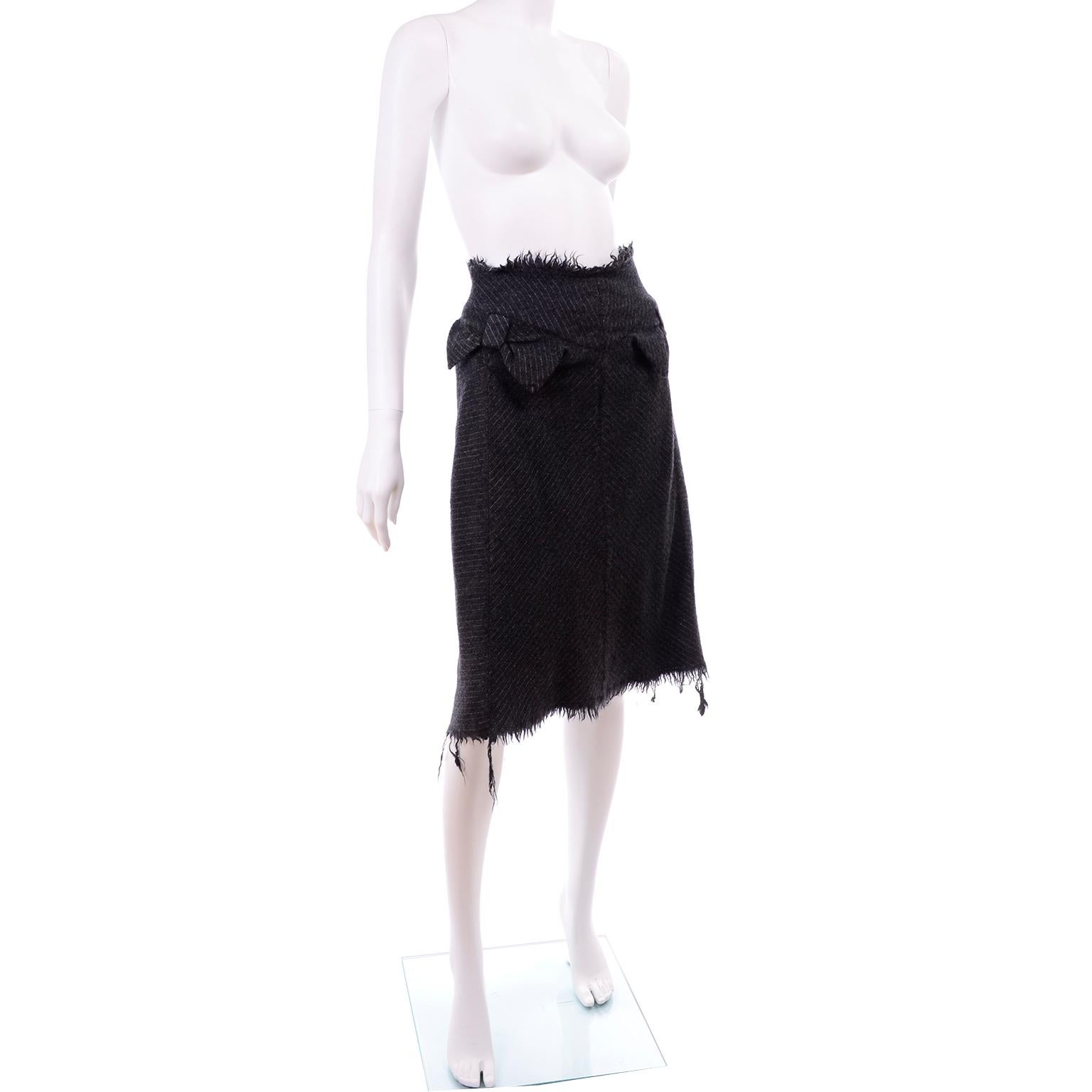 Junya Watanabe Comme des Garcons Fall Winter 2003 Distressed Gray Wool Skirt 2