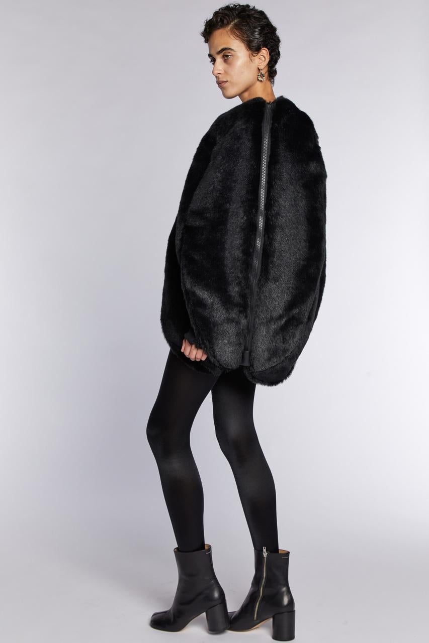 Black Junya Watanabe Comme des Garçons Faux Fur Cape A/W 2017