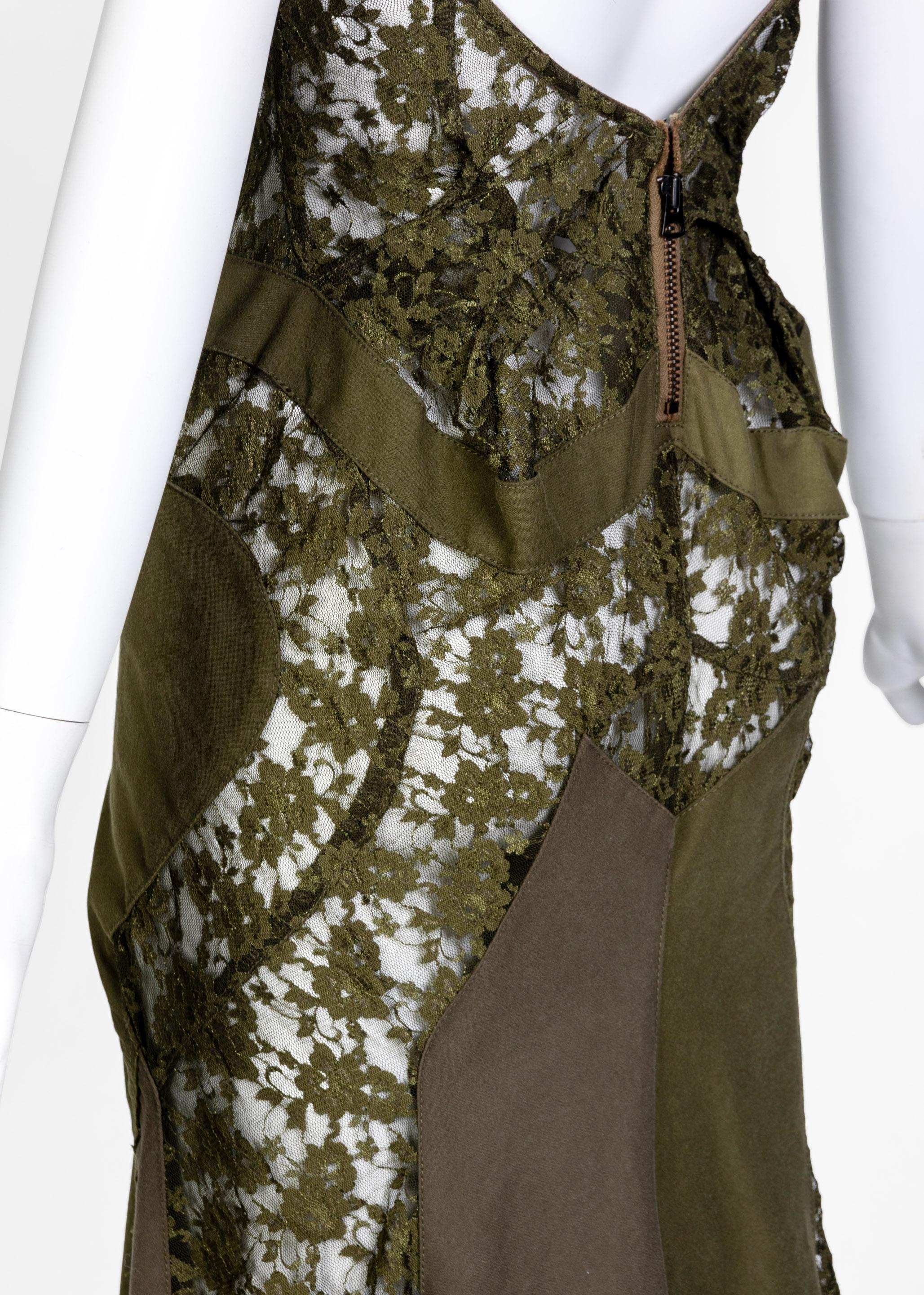 Junya Watanabe Comme des Garcons Green Sleeveless Lace Patch-Work Dress, 2006 3
