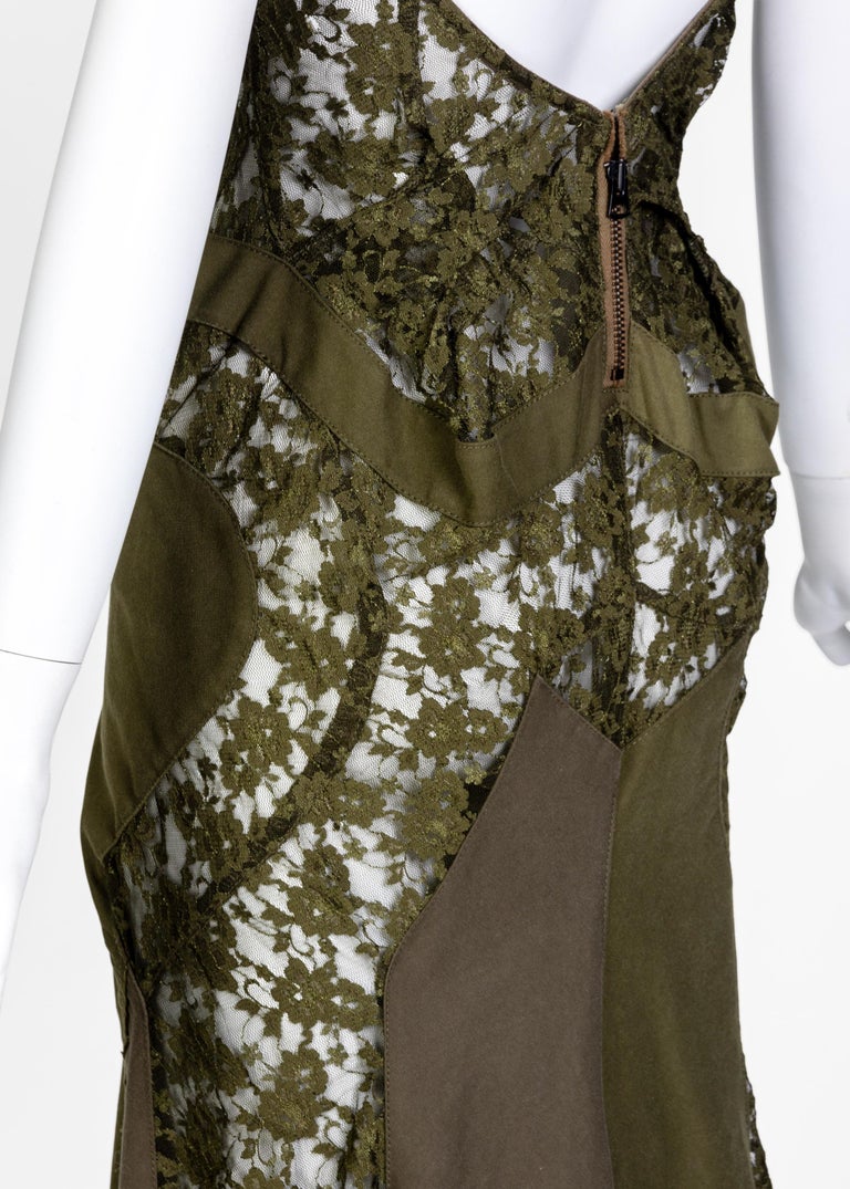 Junya Watanabe Comme des Garcons Green Sleeveless Lace Patch-Work Dress, 2006 For Sale 7