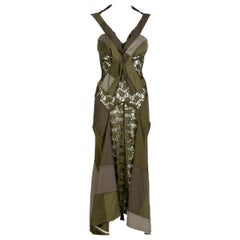 Junya Watanabe Comme des Garcons Green Sleeveless Lace Patch-Work Dress, 2006
