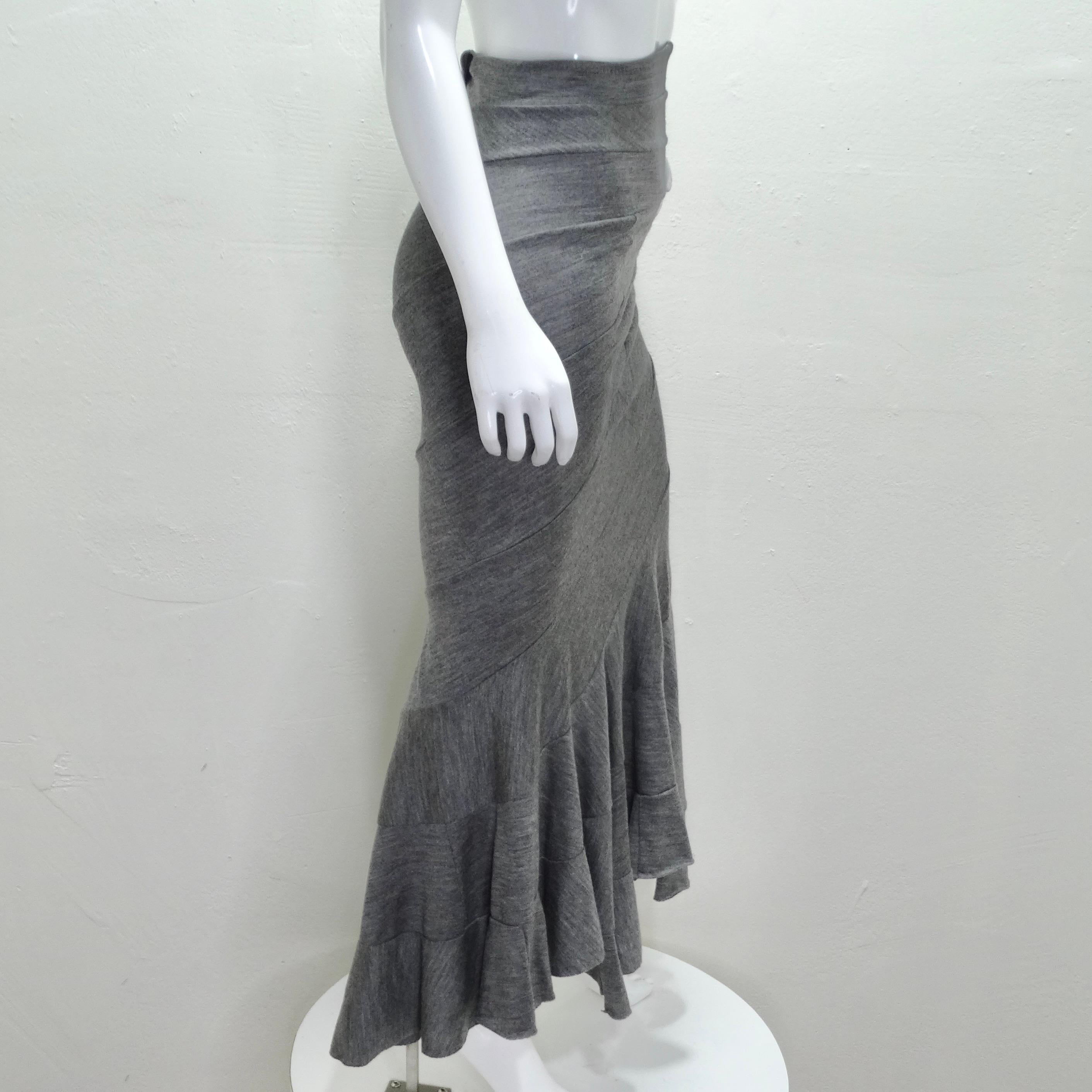 Junya Watanabe Comme Des Garcons Grey Wool Tube Skirt/Dress In Good Condition For Sale In Scottsdale, AZ