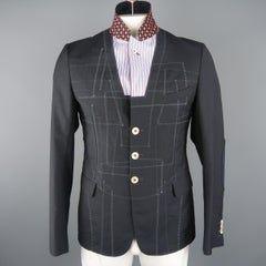 JUNYA WATANABE COMME DES GARCONS L Navy Patchwork Wool / Mohair Sport Coat