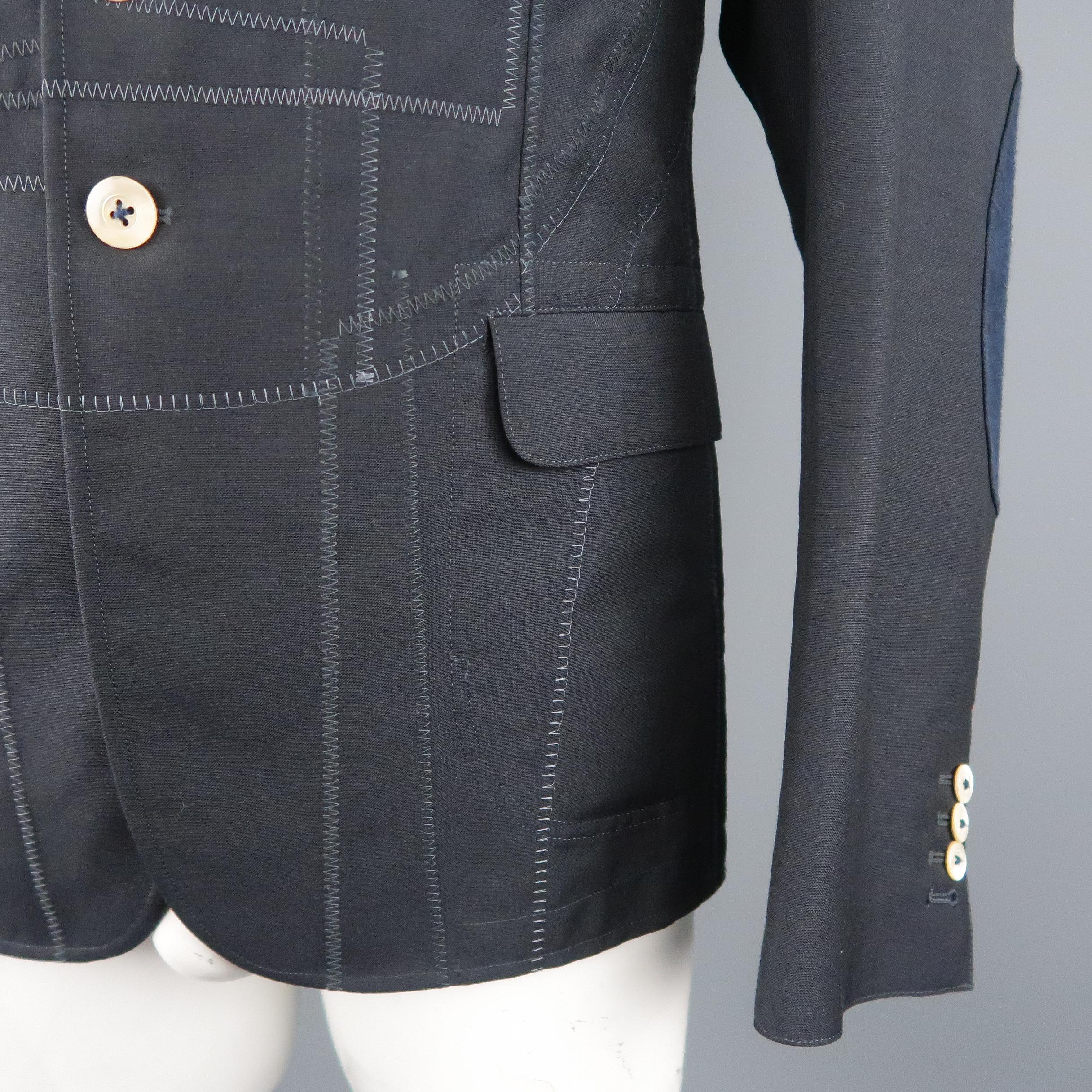 JUNYA WATANABE COMME DES GARCONS L Navy Patchwork Wool / Mohair Sport Coat 1
