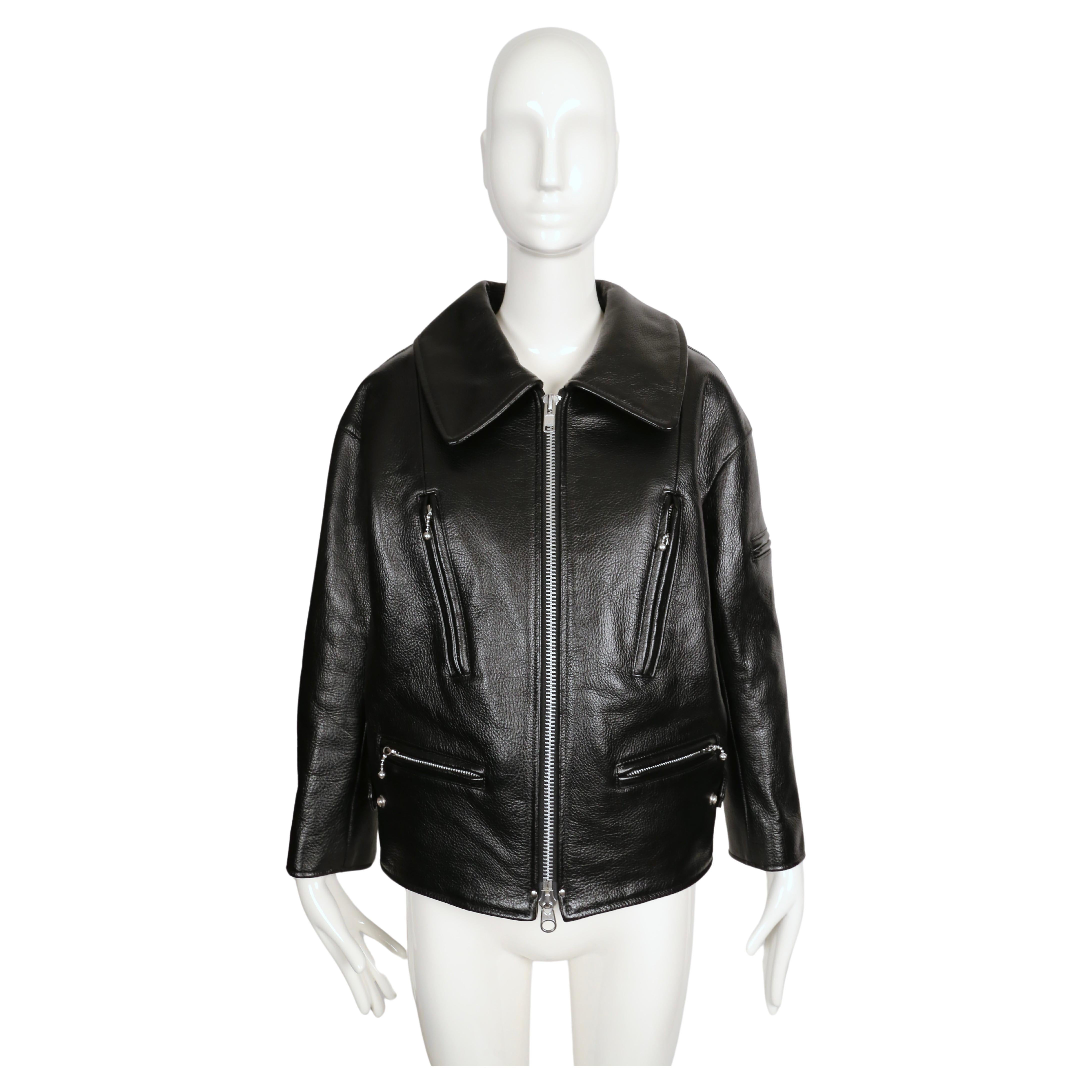 Black JUNYA WATANABE COMME DES GARCONS leather jacket with portrait collar - NEW For Sale
