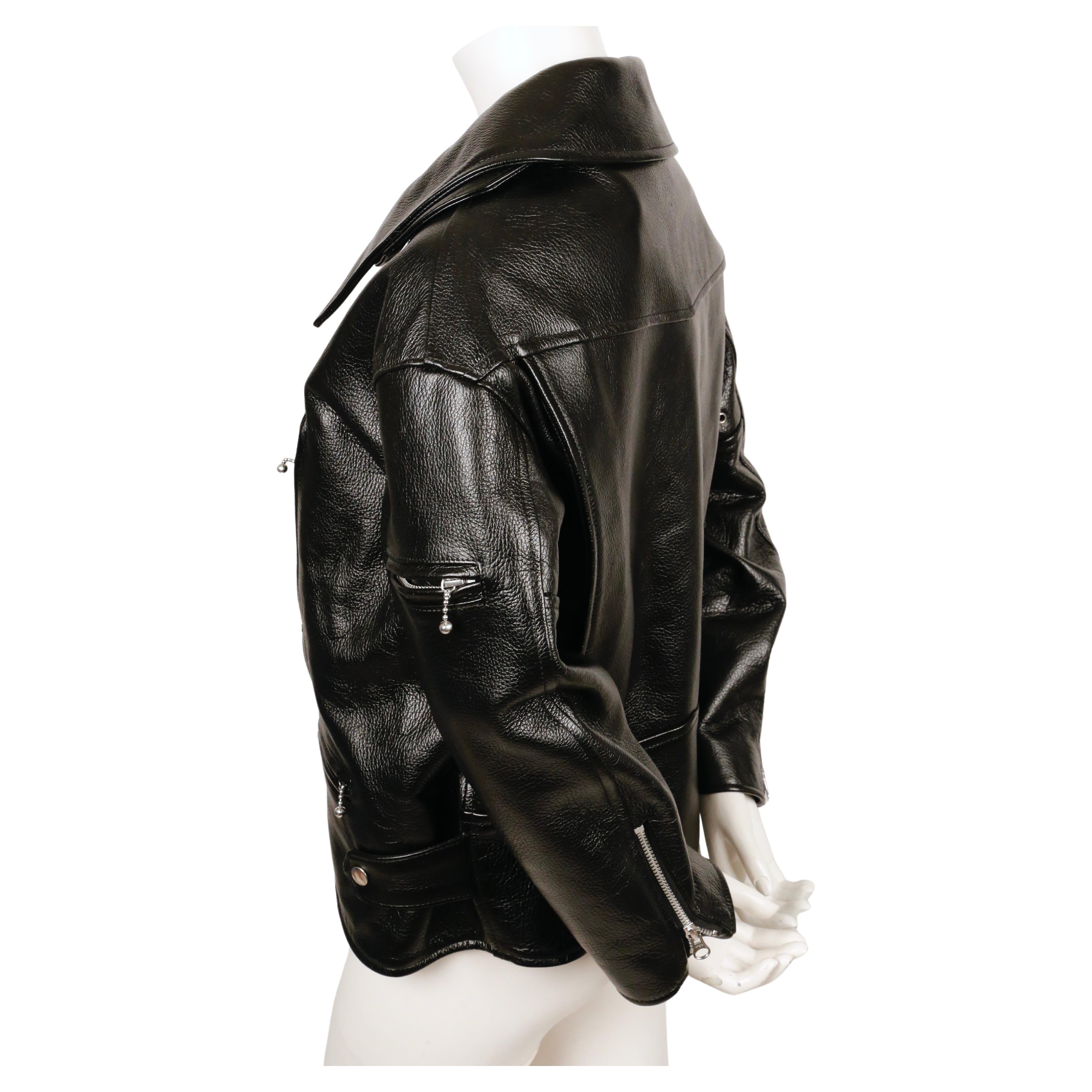 JUNYA WATANABE COMME DES GARCONS leather jacket with portrait collar - NEW For Sale 1