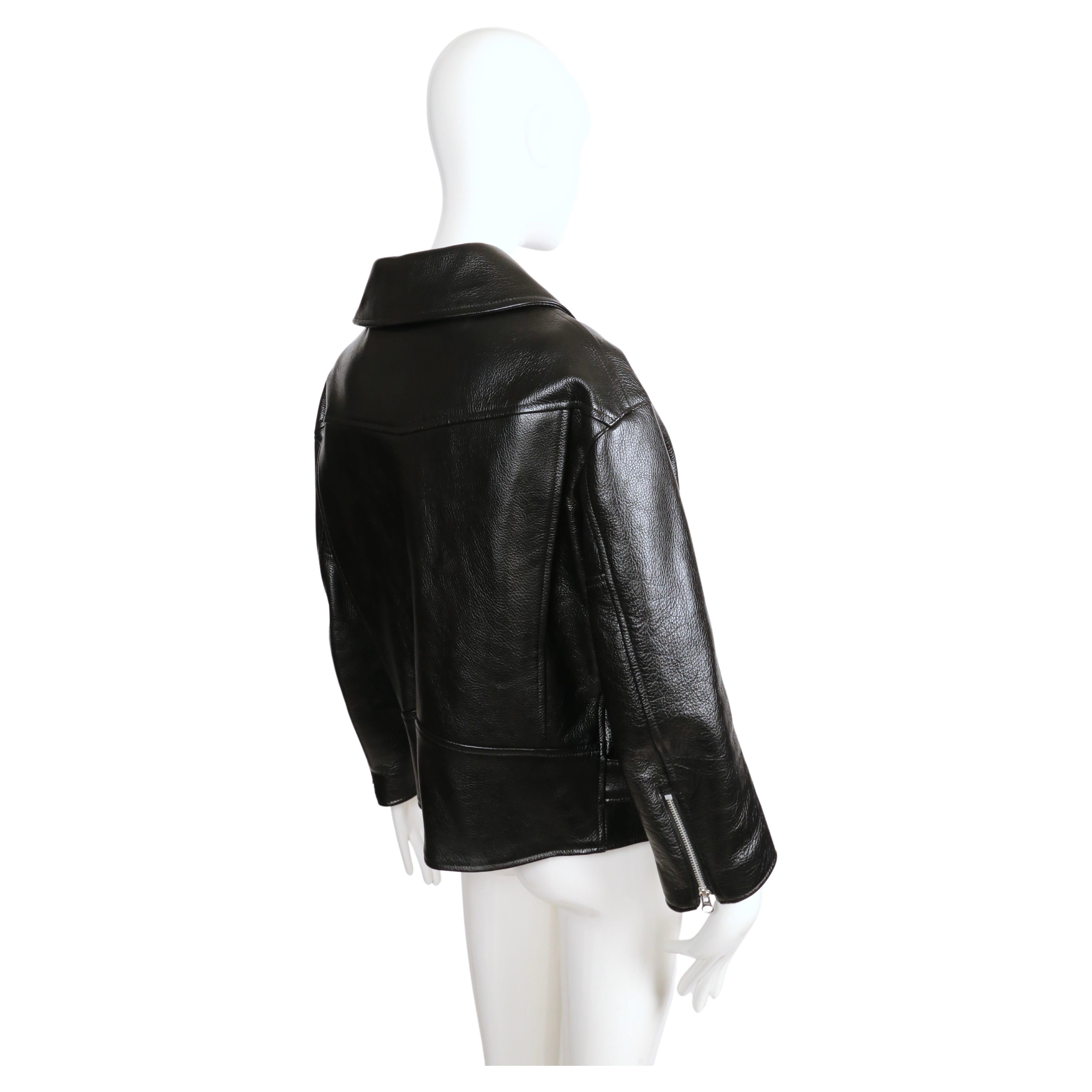 JUNYA WATANABE COMME DES GARCONS leather jacket with portrait collar - NEW For Sale 1