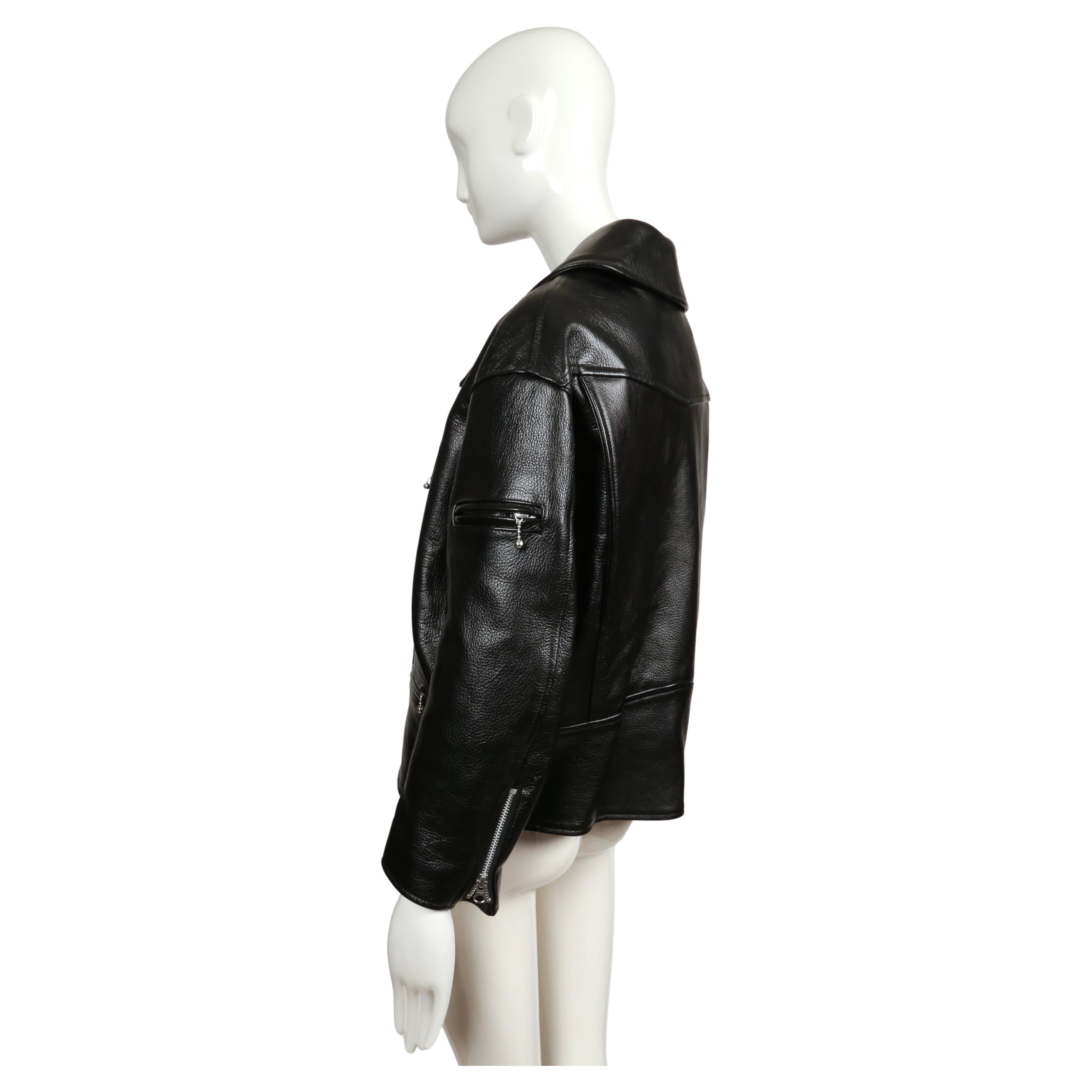 JUNYA WATANABE COMME DES GARCONS leather jacket with portrait collar - NEW For Sale 2