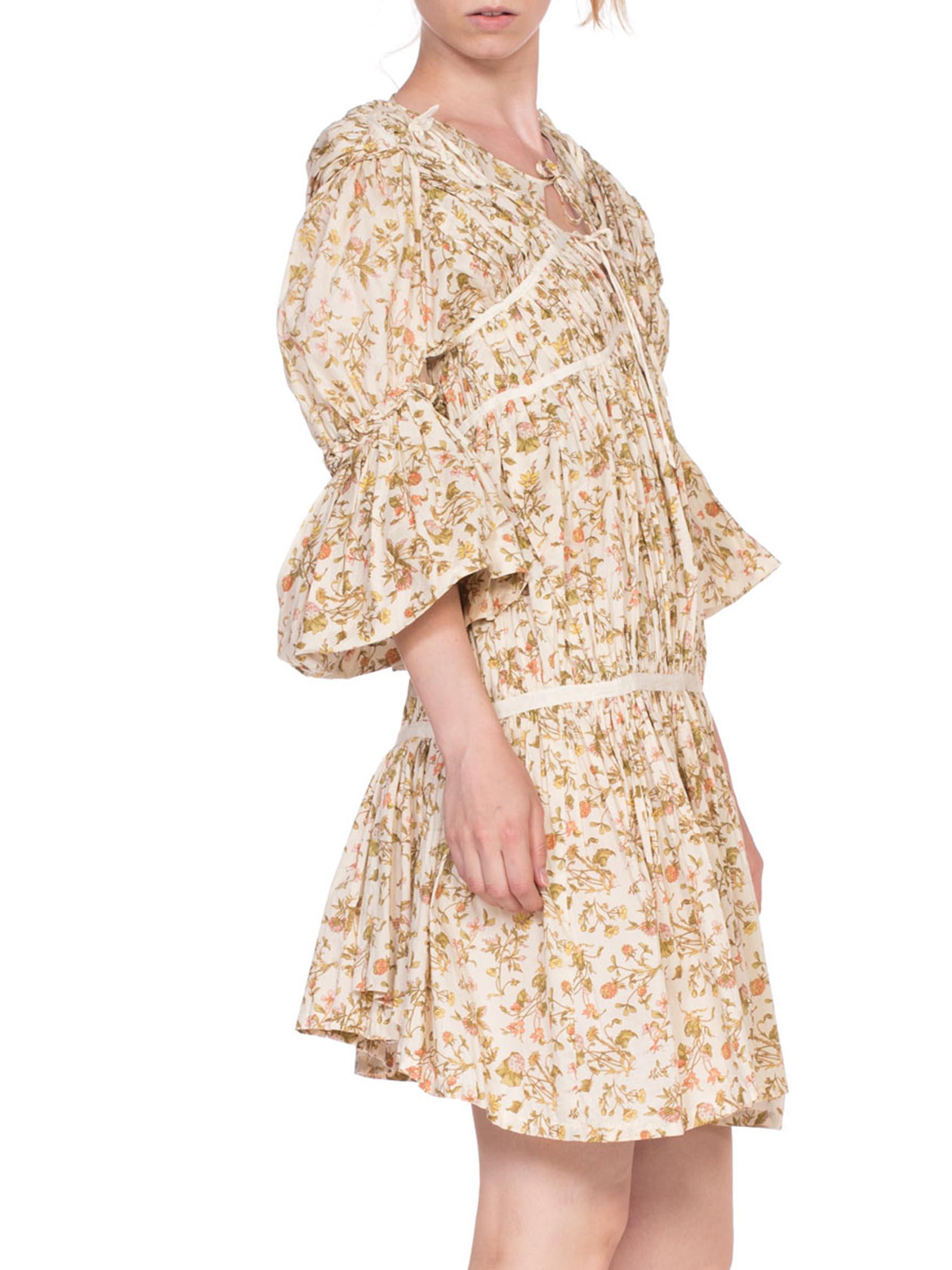 1990'S COMME DES GARÇONS Cotton Lawn Victorian Floral Printed Dress In Excellent Condition For Sale In New York, NY