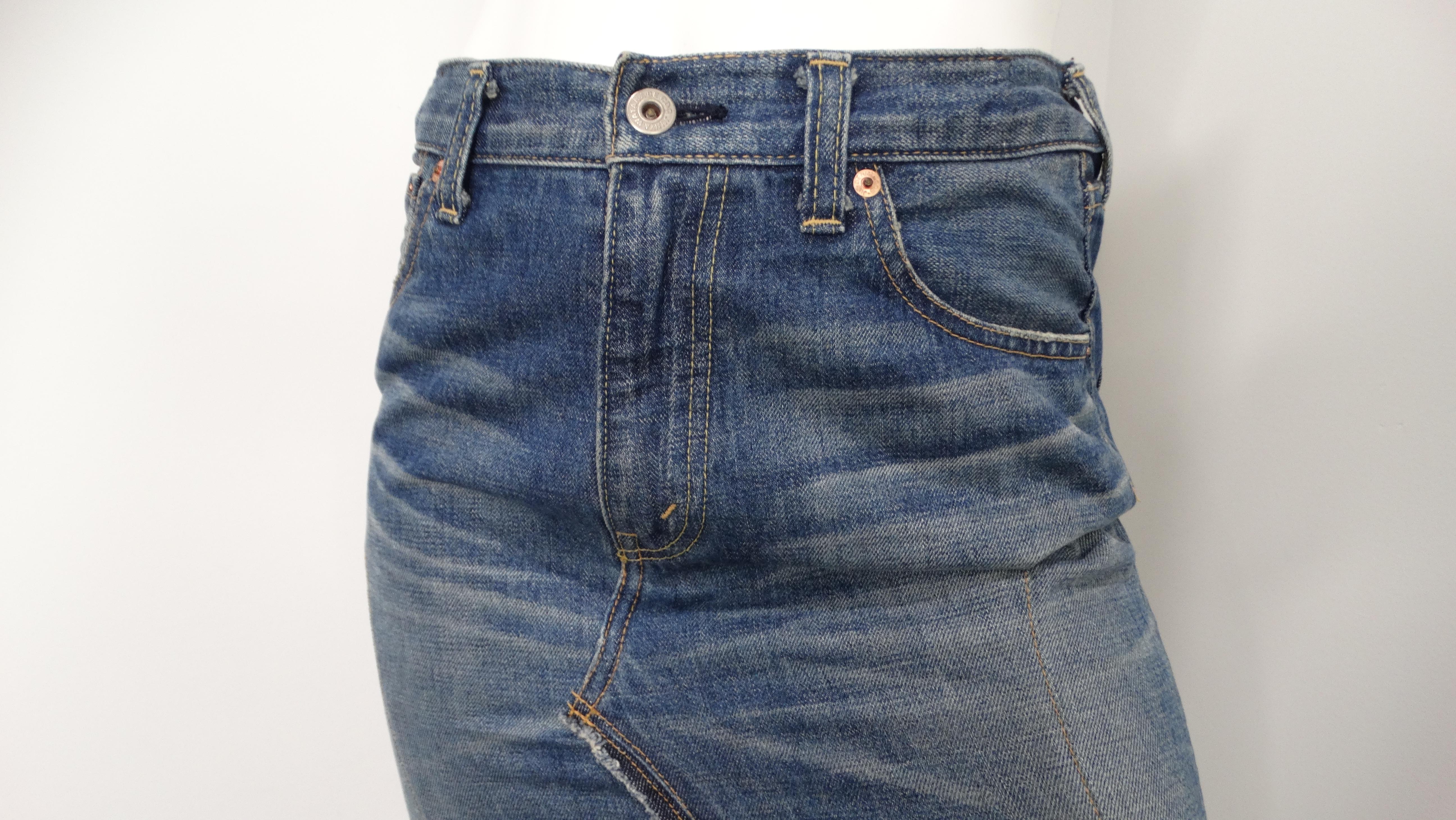 Purple Junya Watanabe Comme des Garçons Long Denim Ruffle Back Skirt For Sale