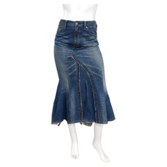 Junya Watanabe Comme des Garçons Long Denim Ruffle Back Skirt