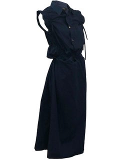 Junya Watanabe Comme des Garcons Navy Blue Cotton Button Up Dress, 2002
