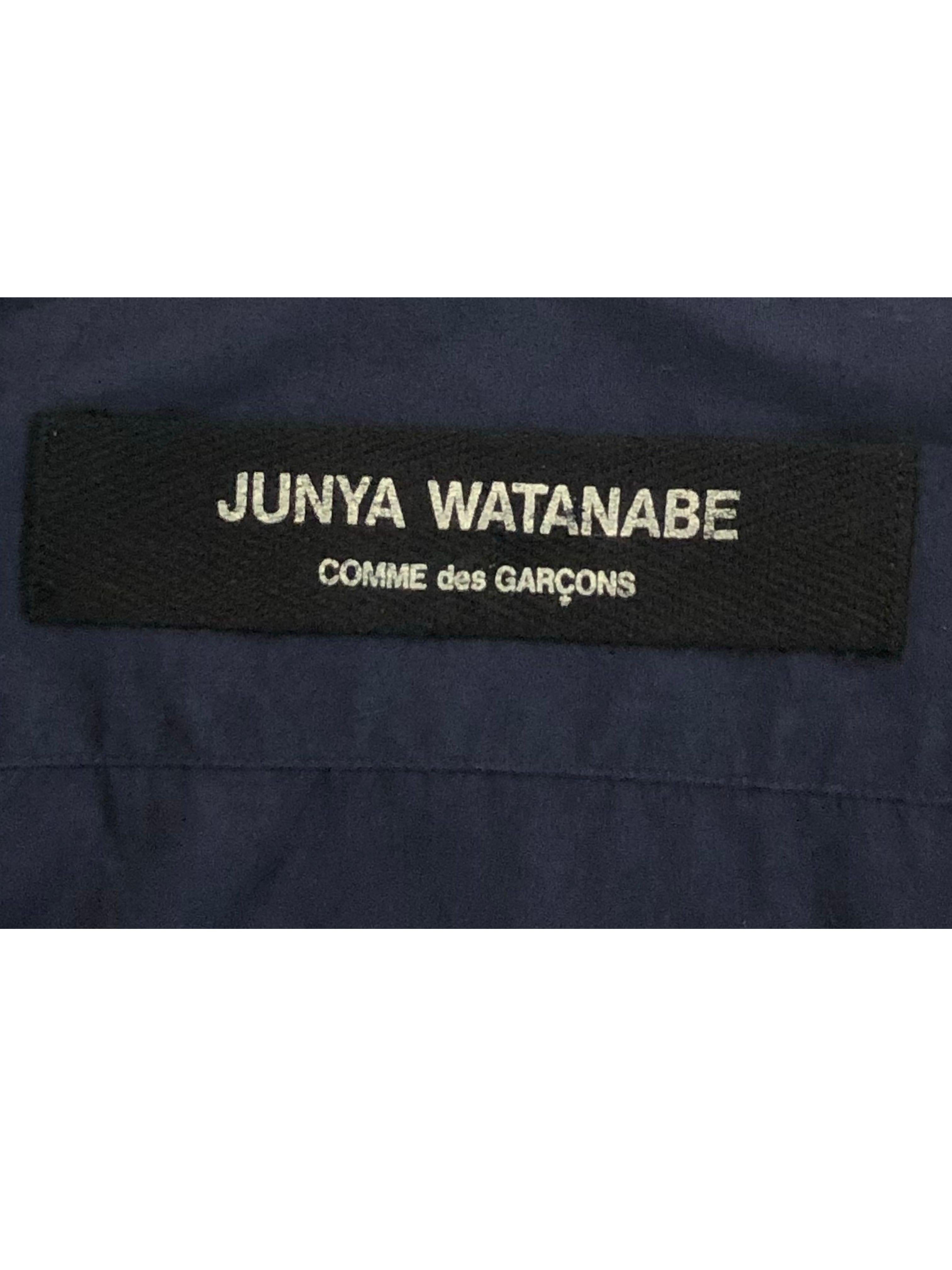 Junya Watanabe Comme des Garcons Navy Blue Cotton Button Up Dress, 2002 In Excellent Condition For Sale In Los Angeles, CA