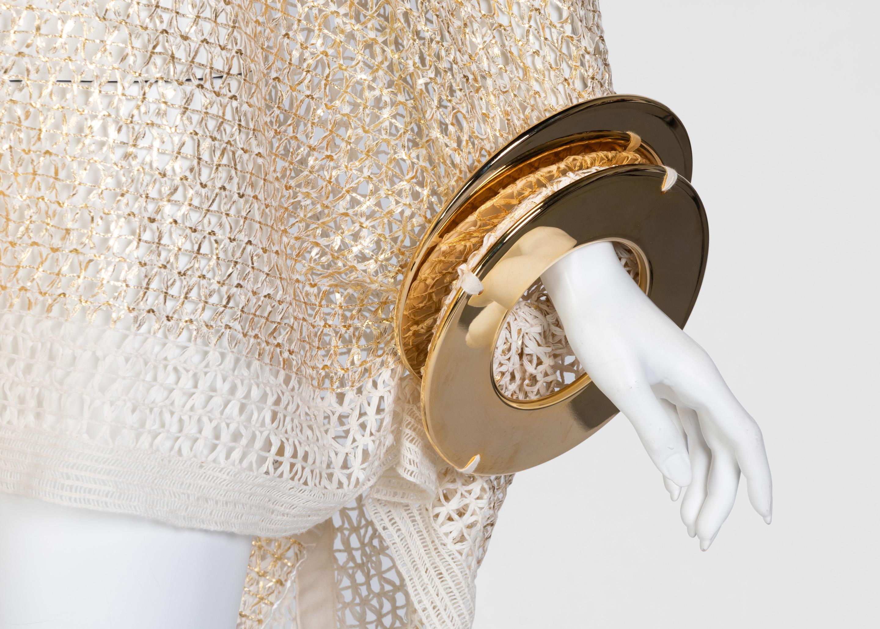 Junya Watanabe Comme des Garcons Open Knit Gold Bracelet Top, 2016 For Sale 6