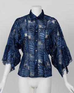 Junya Watanabe Comme des Garçons Primavera 2012 Blusa de encaje azul