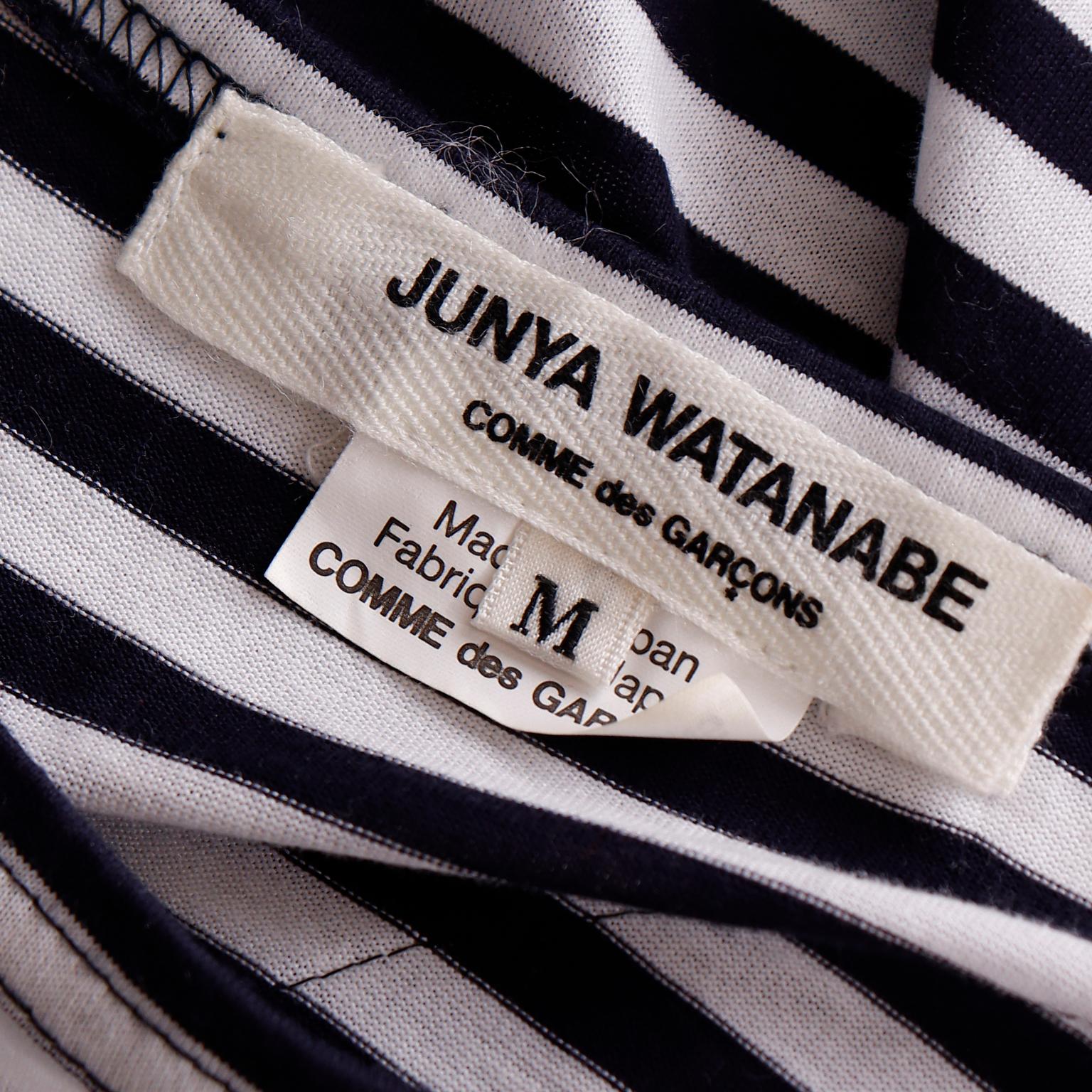 Junya Watanabe Comme des Garcons Striped Patchwork Print Cotton T Shirt Dress For Sale 5