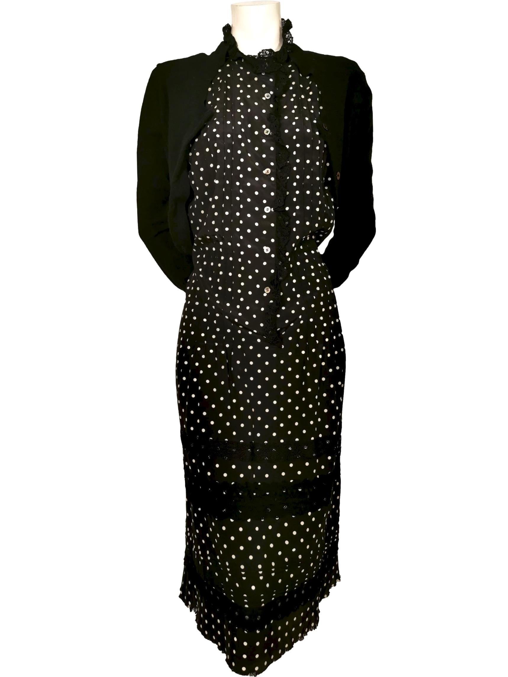 Junya Watanabe Comme des Garcons Twisted Polka Dot Cardigan Dress AD 2007 For Sale 5