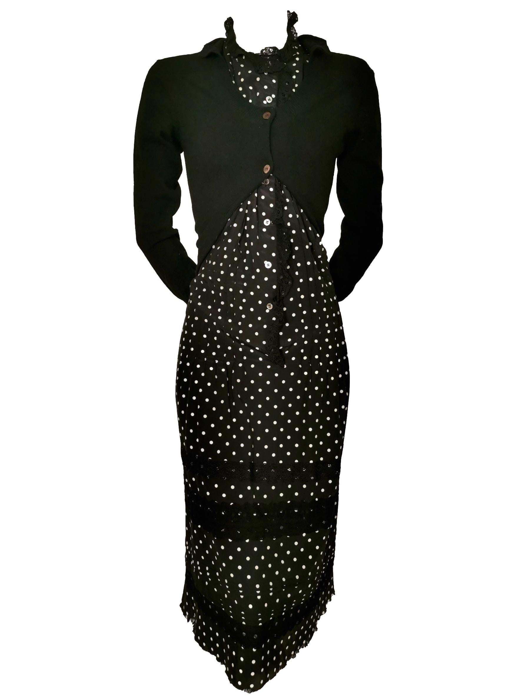 Junya Watanabe Comme des Garcons Twisted Polka Dot Cardigan Dress AD 2007 For Sale 7