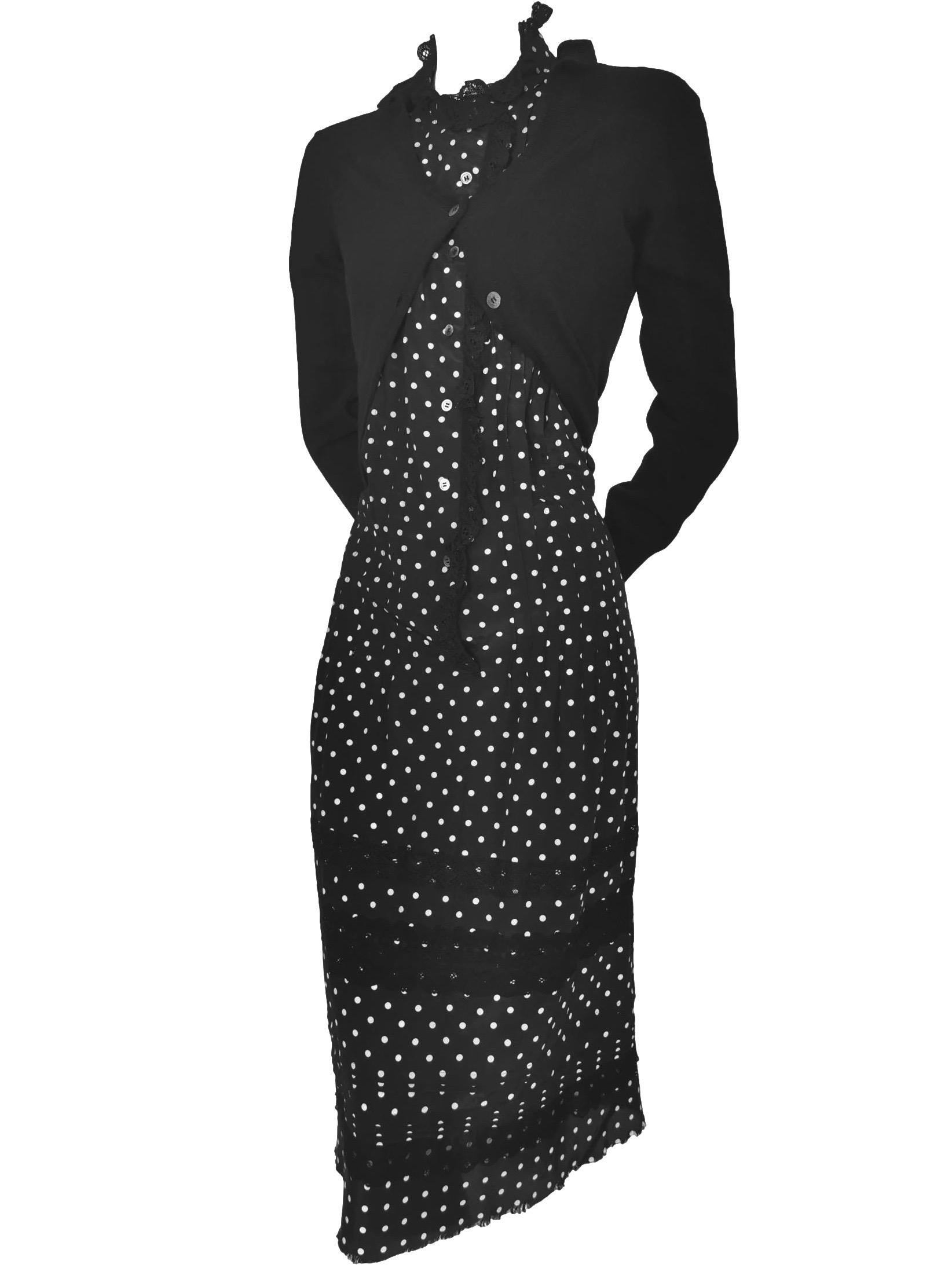 Junya Watanabe Comme des Garcons Twisted Polka Dot Cardigan Dress AD 2007 In Good Condition For Sale In Bath, GB