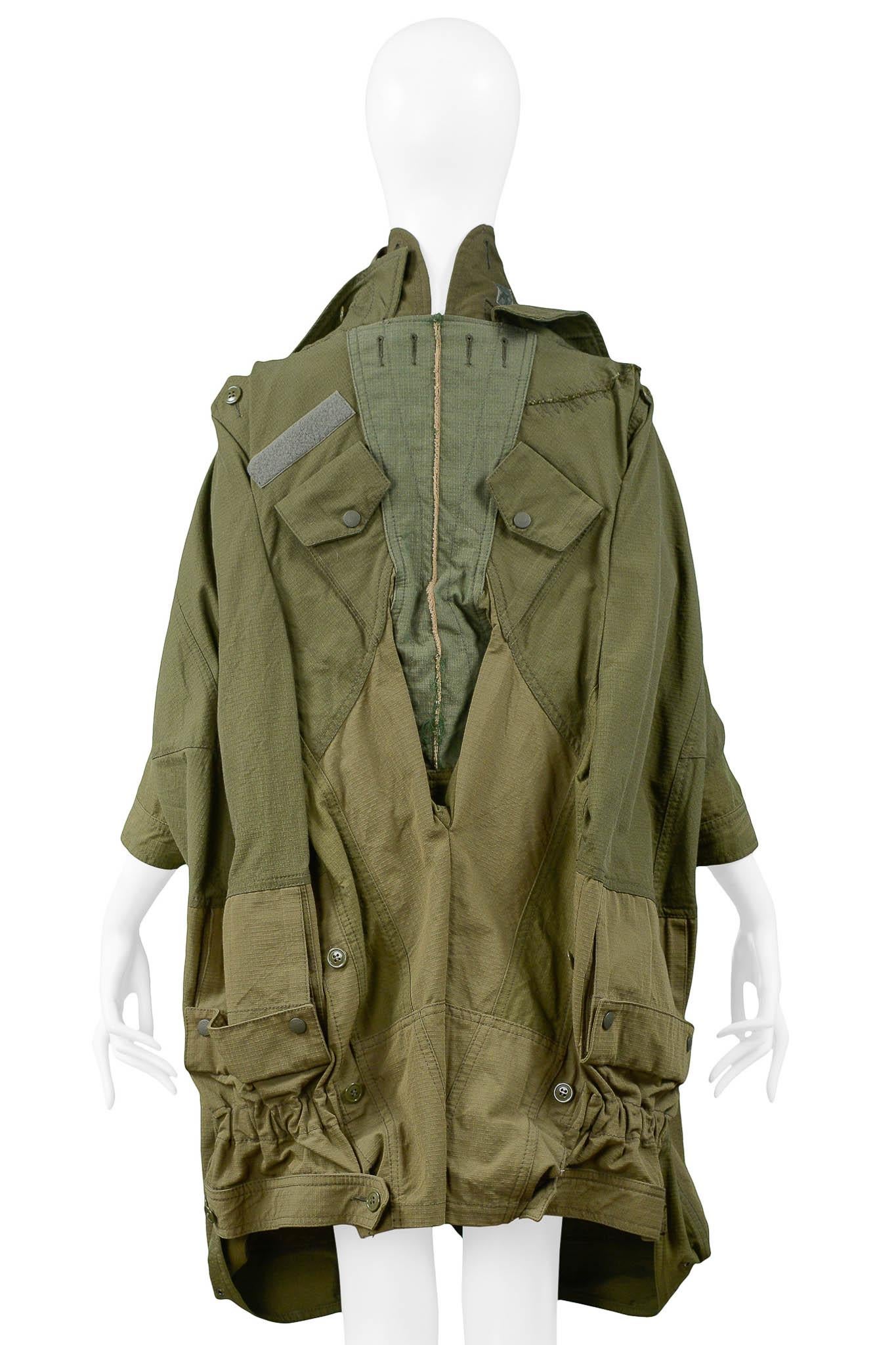 Brown Junya Watanabe Deconstructed Army Green Parka Coat 2006