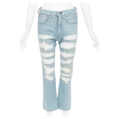 JUNYA WATANABE DENIM 2020 light blue white sequin embellished mid rise jeans XS