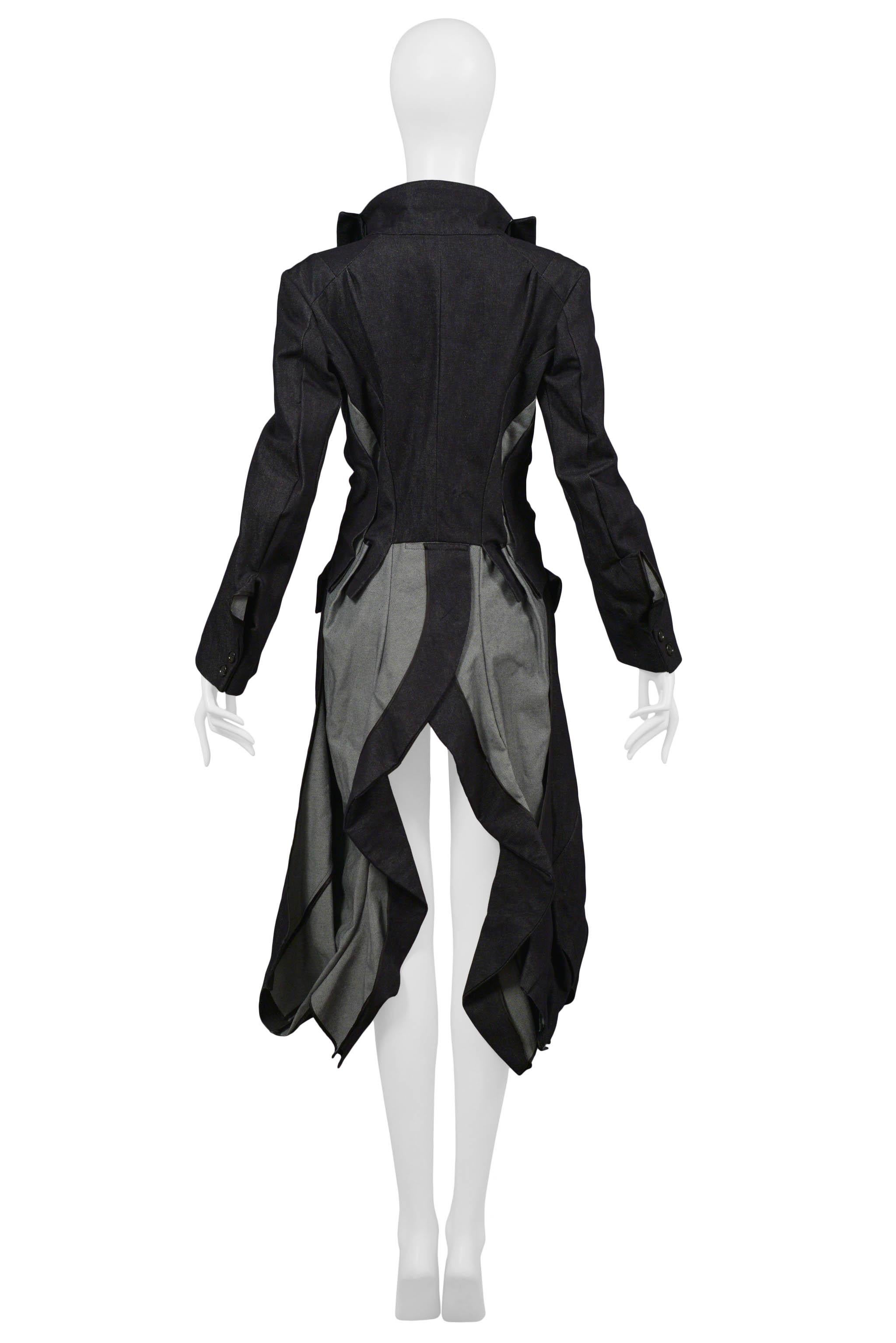 Women's Junya Watanabe Denim & Black Satin Coat 2007 For Sale